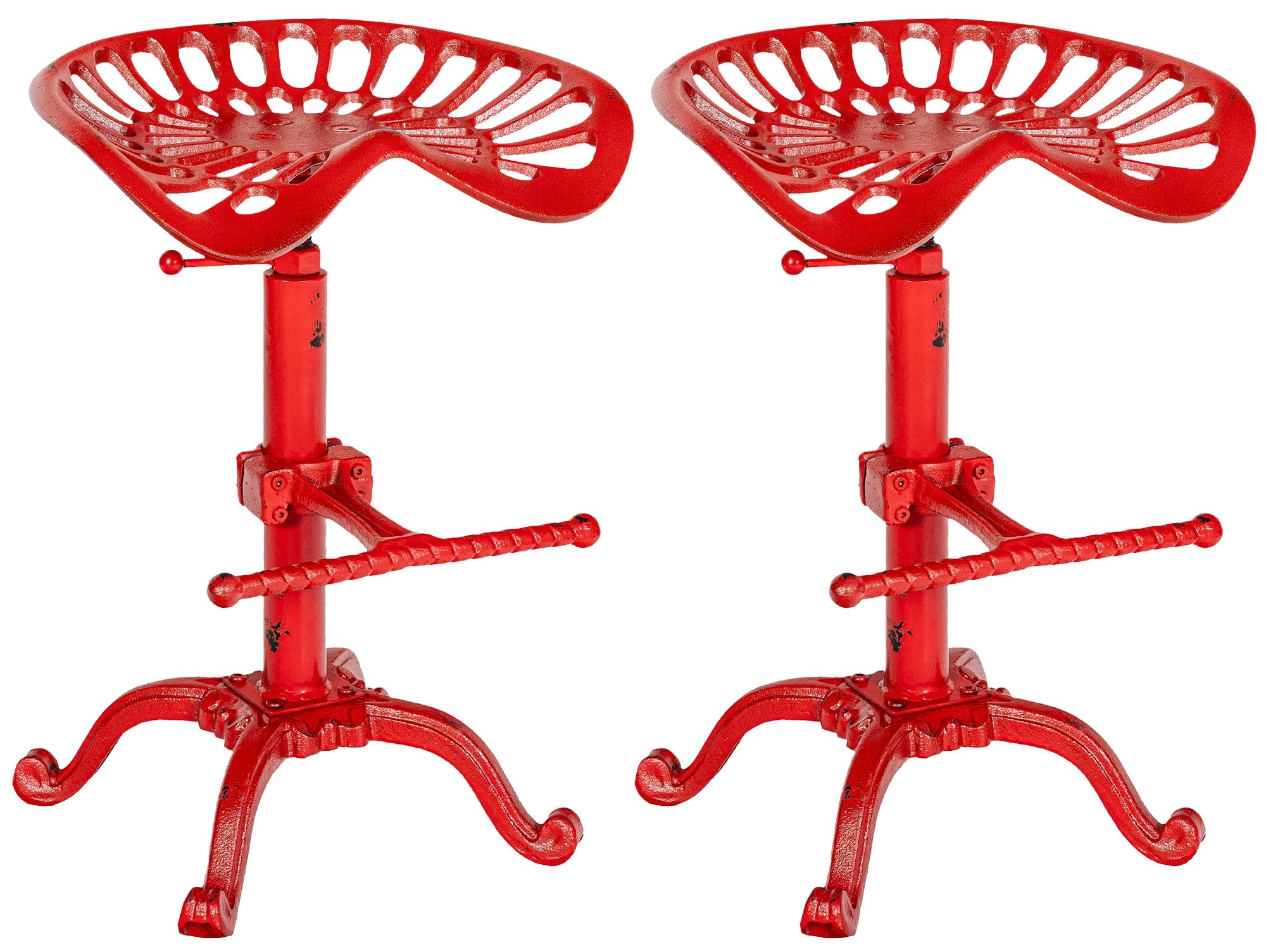 CLP 2er Set Barhocker Butch mit Gusseisernem Sitz und Fu&szlig;st&uuml;tze I Thekenhocker mit Metallgestell Und h&ouml;henverstellbarem Sitz 