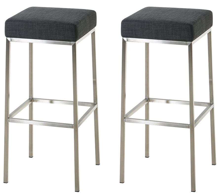 CLP 2er Set Barhocker Montreal 85 Stoff edelstahl - Farbe: dunkelgrau, Gestellfarbe: edelstahl 