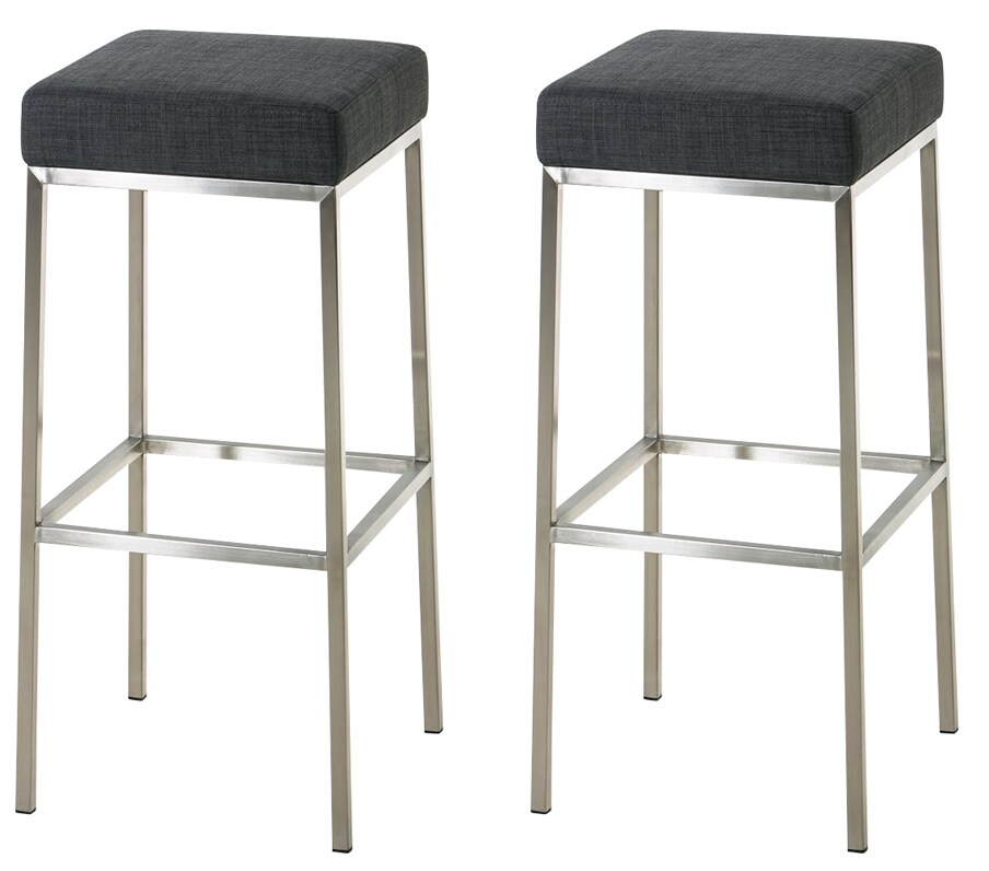 CLP 2er Set Barhocker Montreal 85 Stoff edelstahl Farbe: dunkelgrau, Gestell Farbe: edelstahl