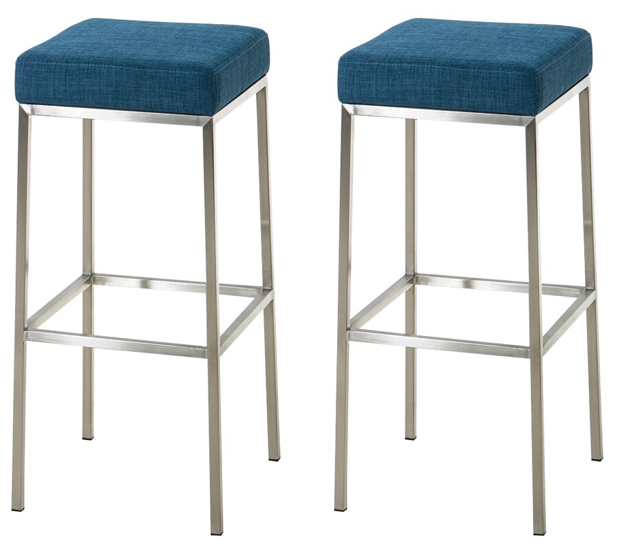 CLP 2er Set Barhocker Montreal 85 Stoff edelstahl Farbe: blau, Gestell Farbe: edelstahl