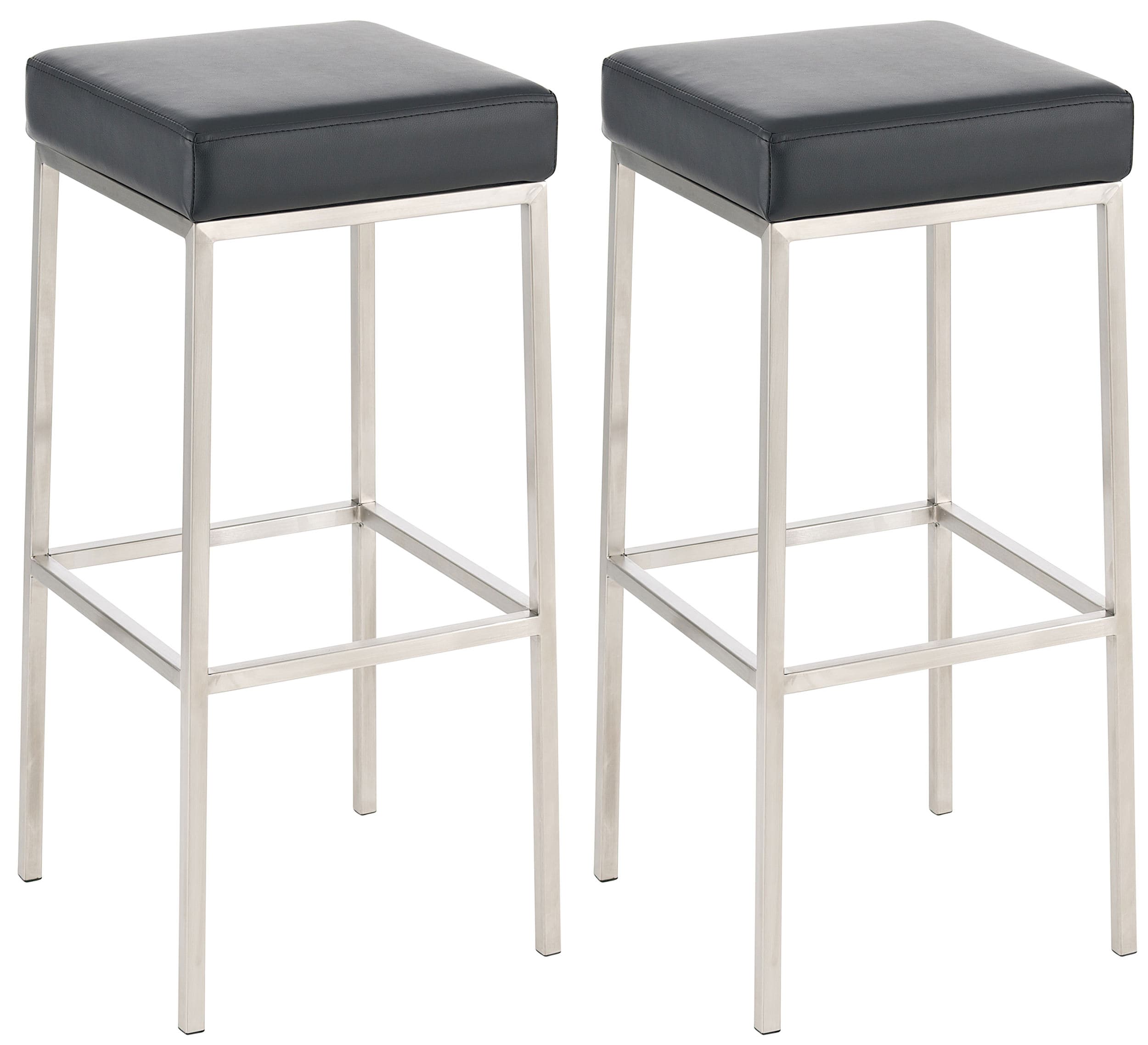 CLP 2er Set Barhocker Montreal I Gepolsterte Barst&uuml;hle mit Kunstlederbez&uuml;gen I Tresenhocker mit Metallgestellen 