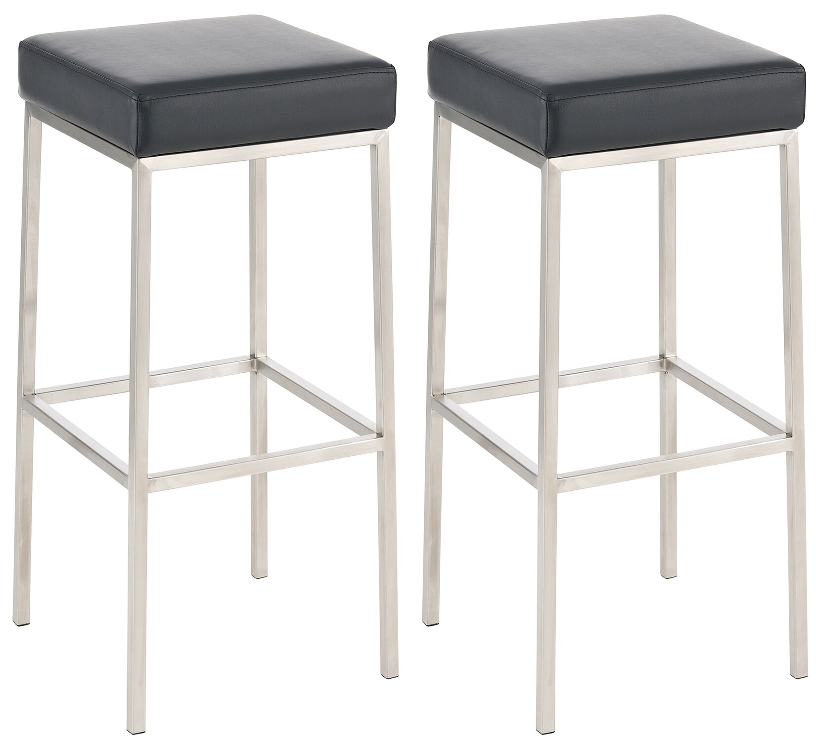 CLP 2er Set Barhocker Montreal 85 Kunstleder edelstahl Farbe: schwarz, Gestell Farbe: edelstahl