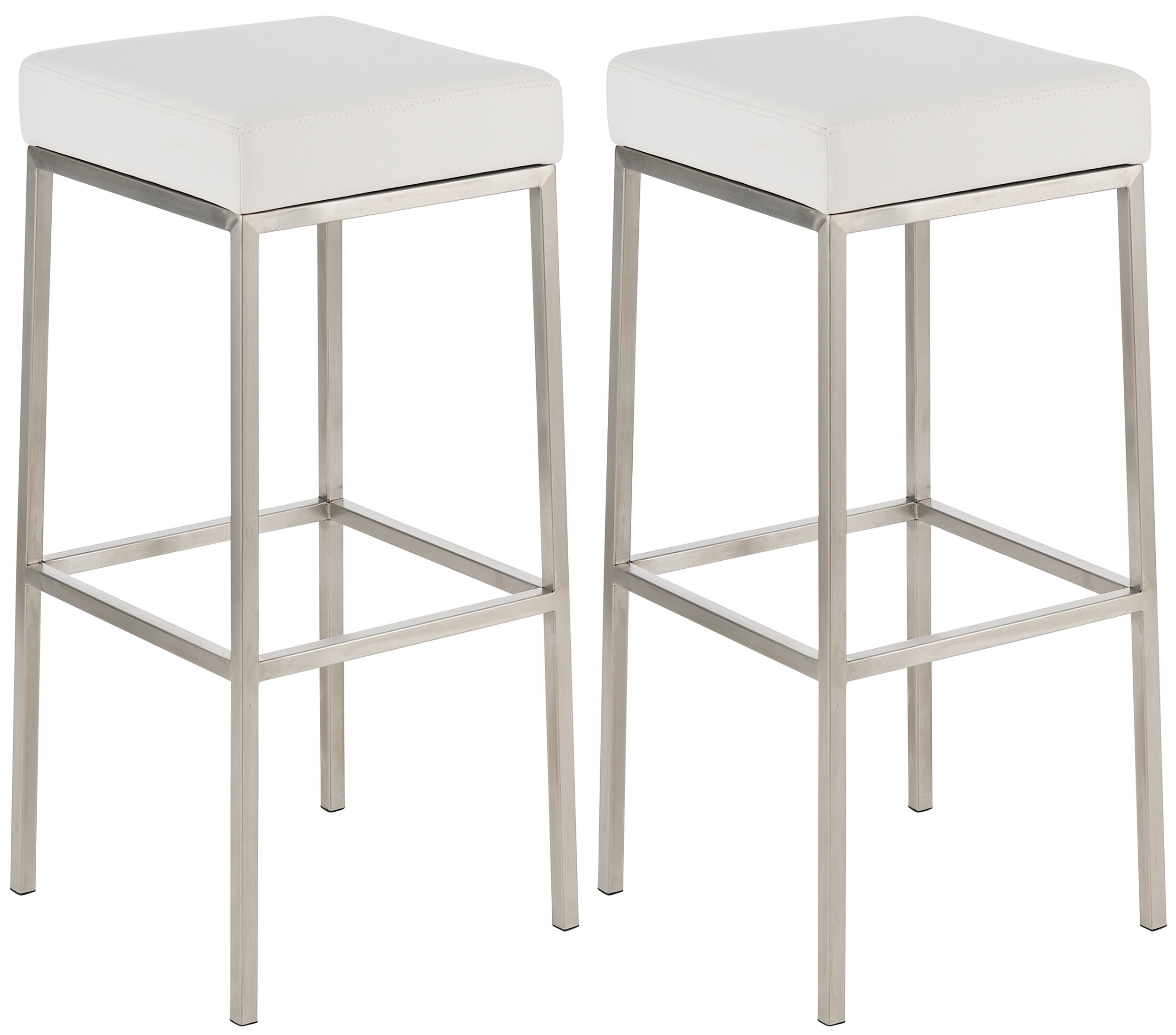 CLP 2er Set Barhocker Montreal I Gepolsterte Barst&uuml;hle mit Kunstlederbez&uuml;gen I Tresenhocker mit Metallgestellen 