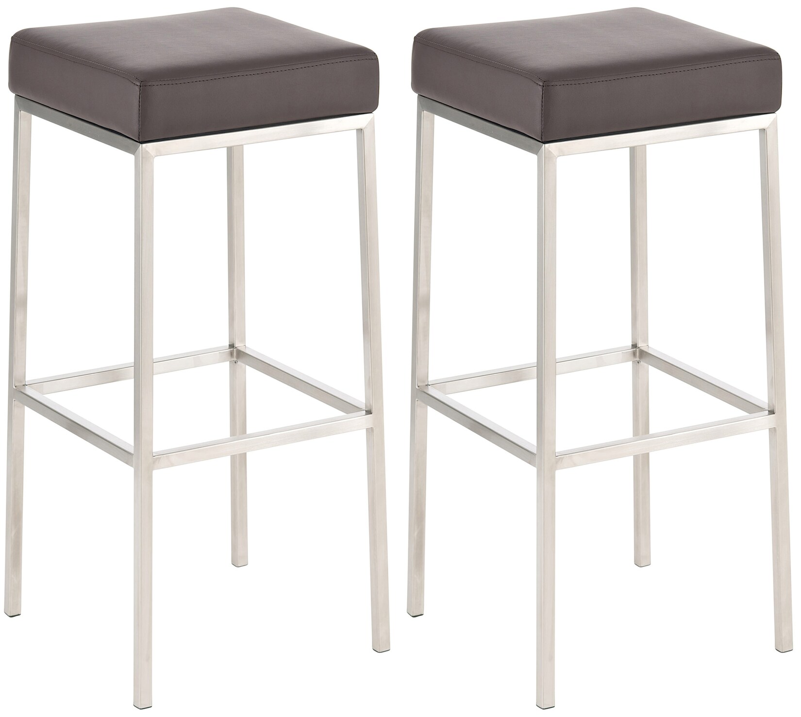 CLP 2er Set Barhocker Montreal 85 Kunstleder edelstahl Farbe: braun, Gestell Farbe: edelstahl