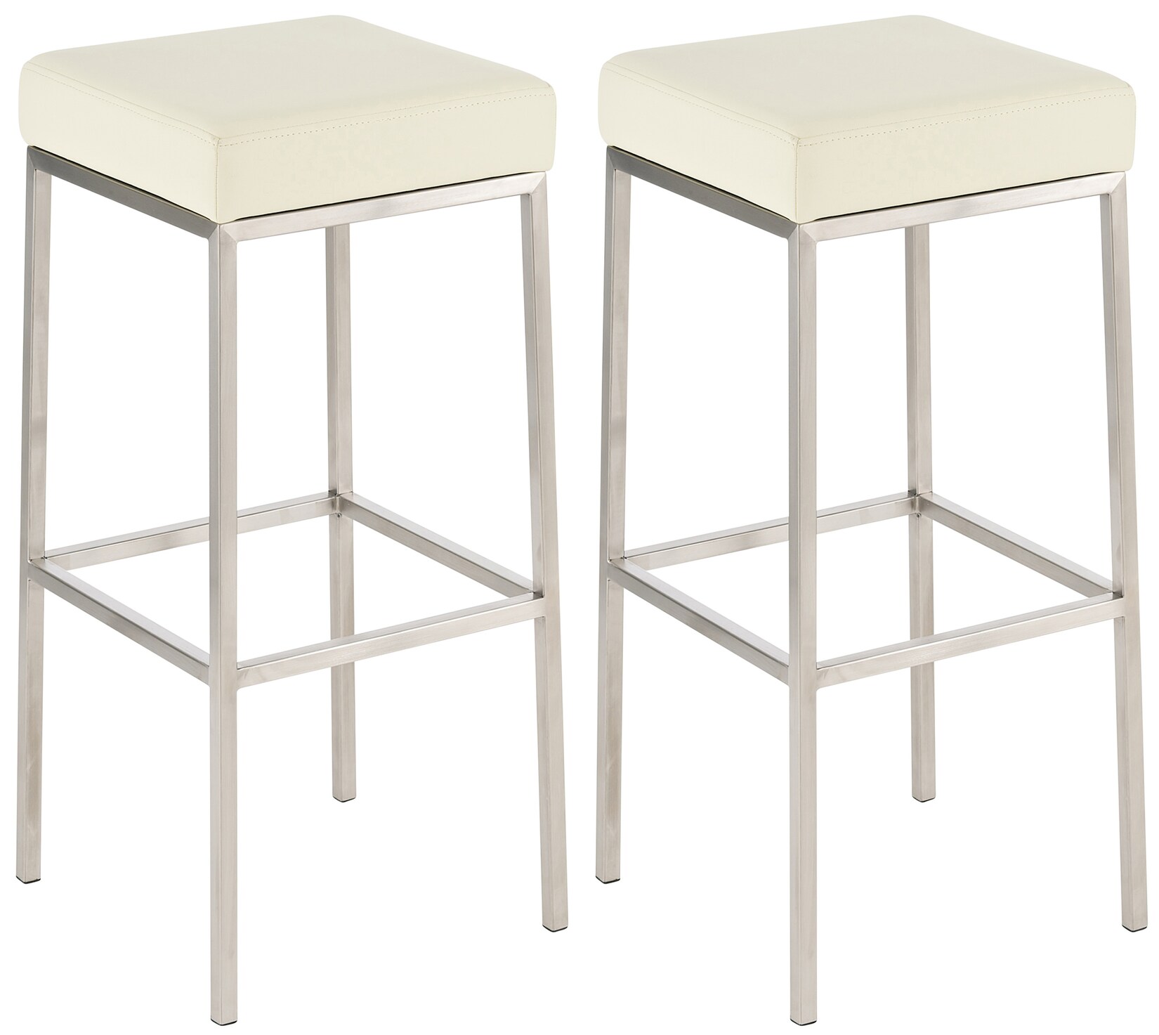CLP 2er Set Barhocker Montreal 85 Kunstleder edelstahl Farbe: creme, Gestell Farbe: edelstahl