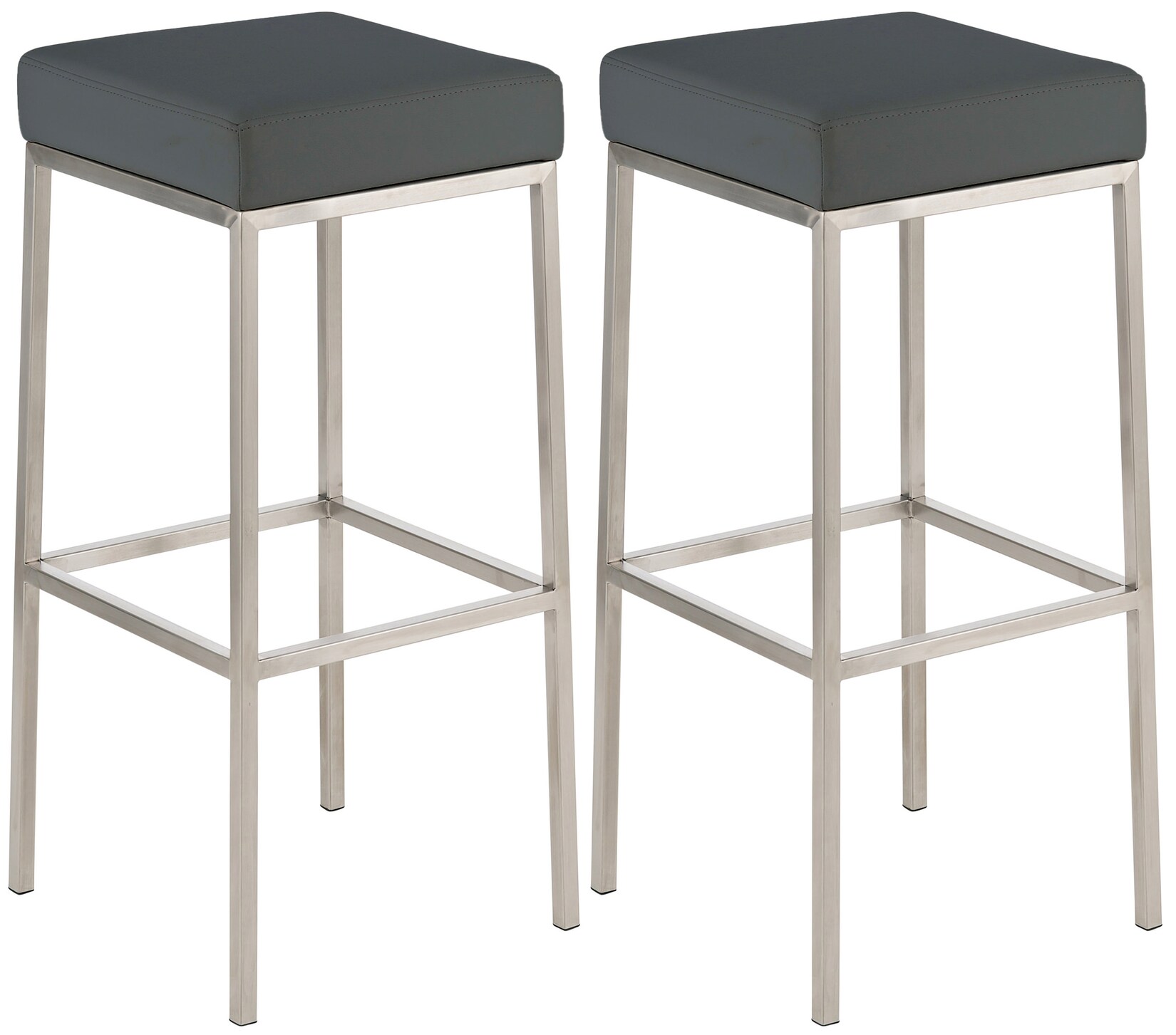 CLP 2er Set Barhocker Montreal 85 Kunstleder edelstahl Farbe: grau, Gestell Farbe: edelstahl