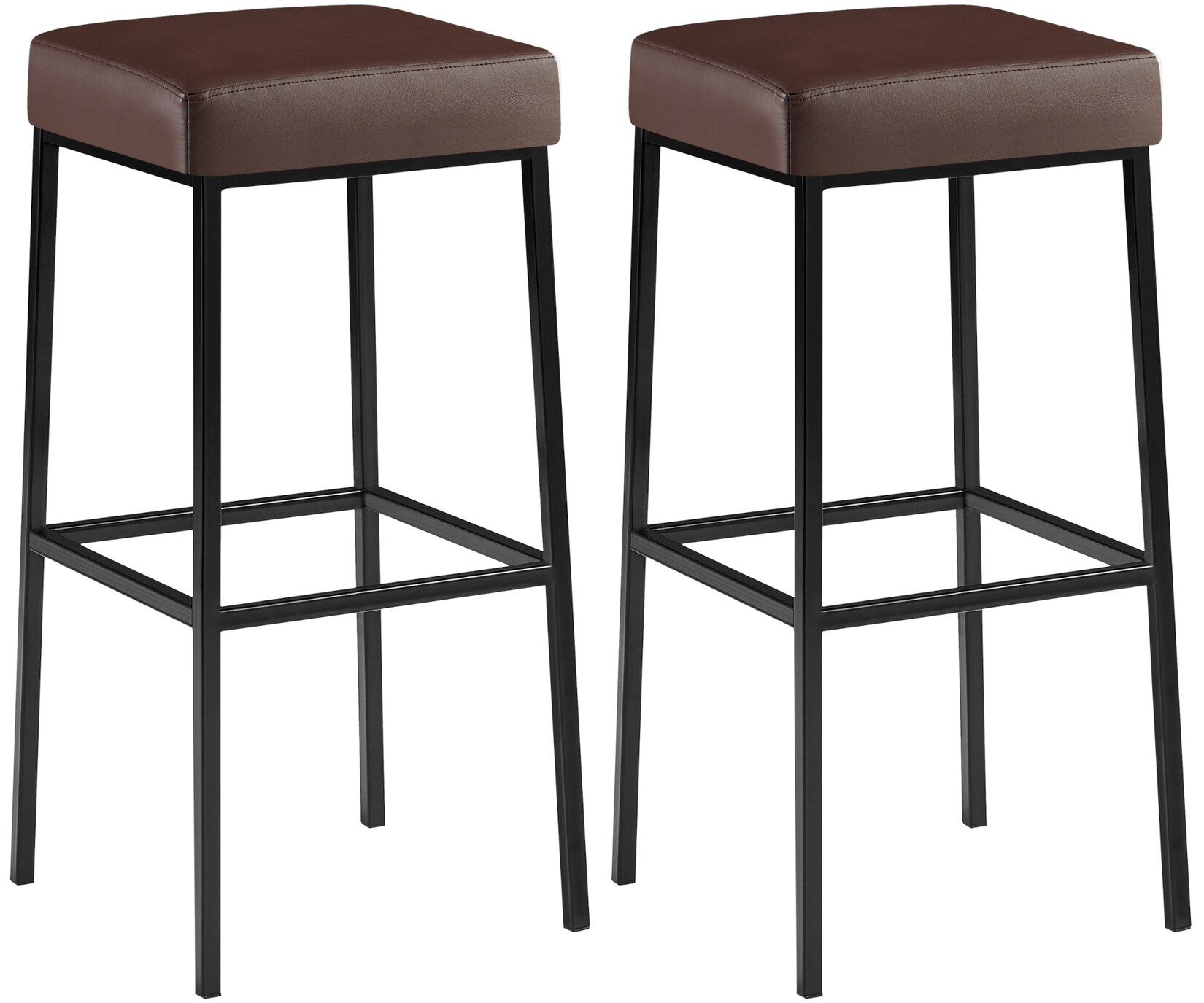 CLP 2er Set Barhocker Montreal I Gepolsterte Barstühle mit Kunstlederbezügen I Tresenhocker mit Metallgestellen