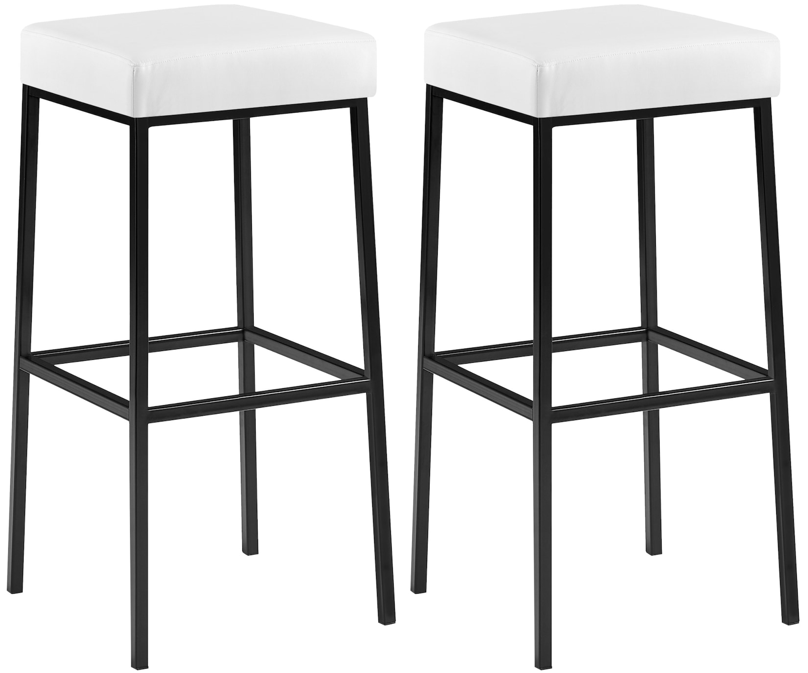 CLP 2er Set Barhocker Montreal 85 Kunstleder schwarz Farbe: weiß, Gestell Farbe: schwarz