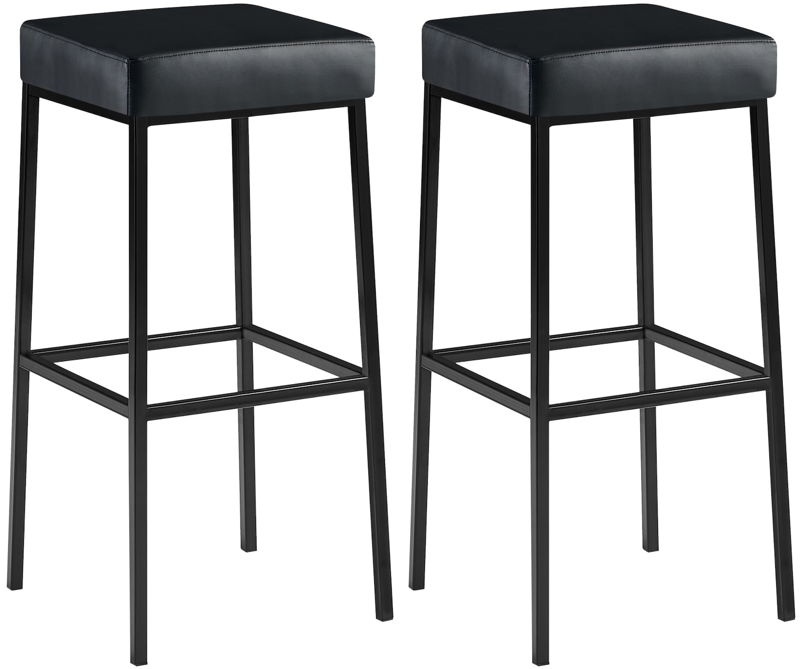 CLP 2er Set Barhocker Montreal 85 Kunstleder schwarz Farbe: schwarz, Gestell Farbe: schwarz
