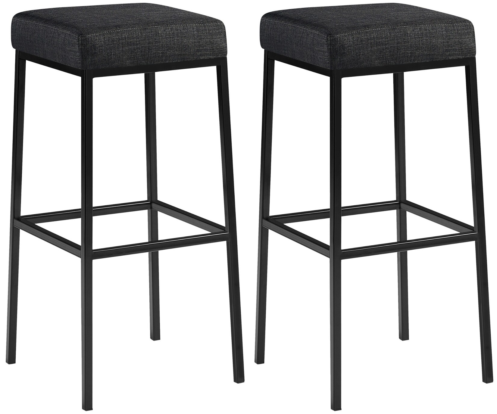 CLP 2er Set Barhocker Montreal 80 Stoff schwarz Farbe: dunkelgrau, Gestell Farbe: schwarz