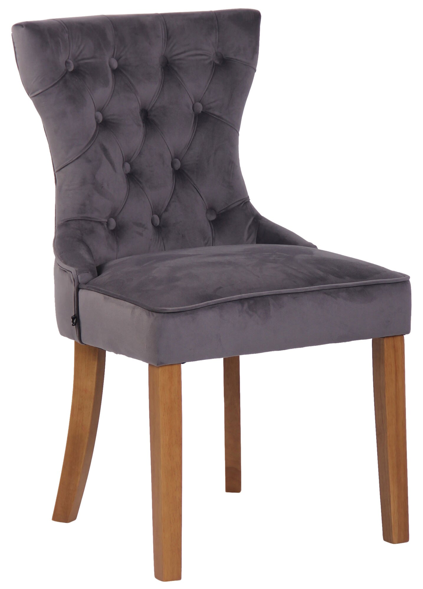 CLP Stuhl Franca Samt I Polsterstuhl Mit Gestell Aus Kautschukholz I Mit Bodenschonern 