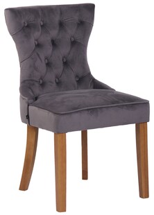 CLP Stuhl Franca Samt I Polsterstuhl Mit Gestell Aus Kautschukholz I Mit Bodenschonern 