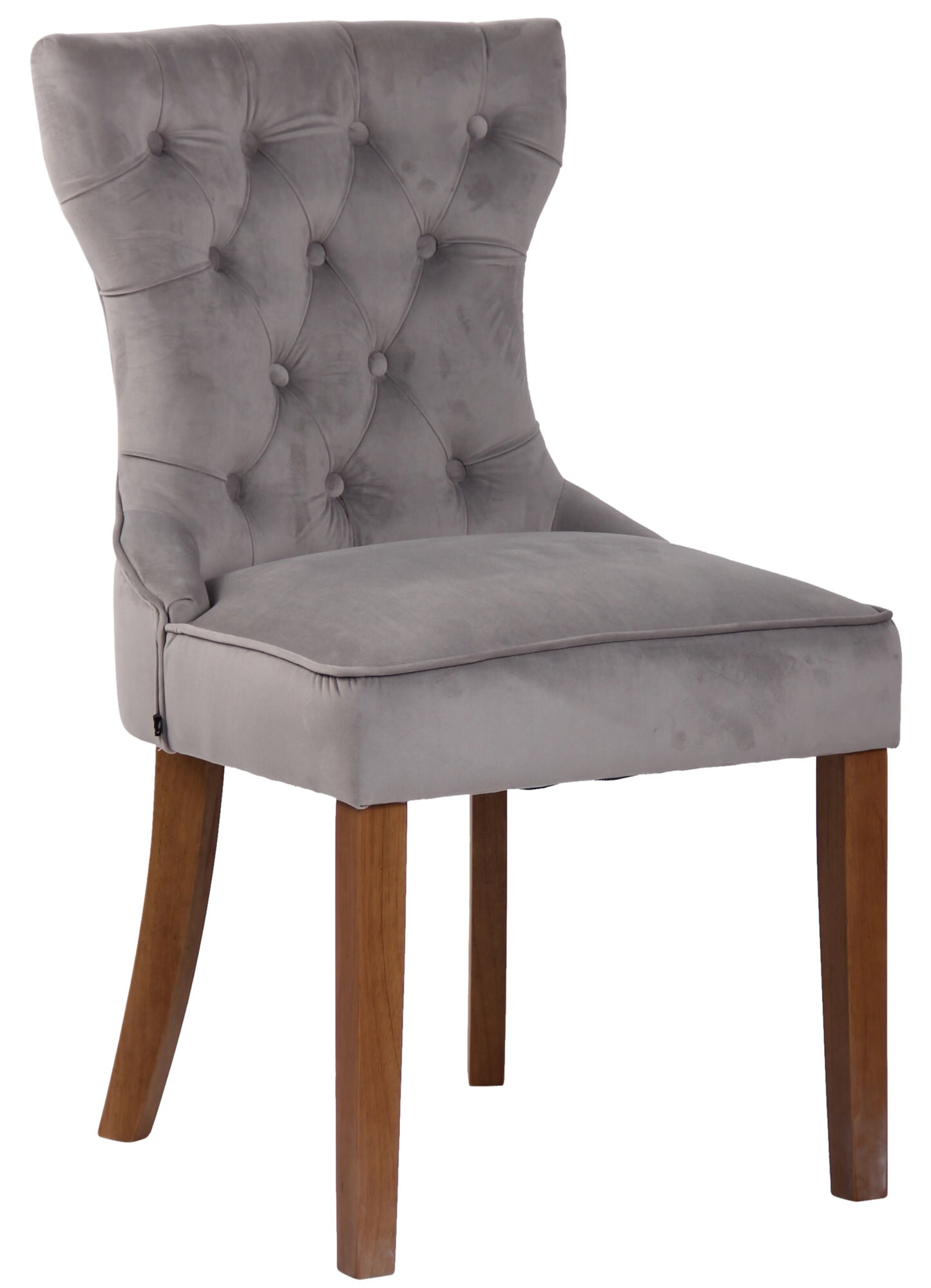 CLP Stuhl Franca Samt I Polsterstuhl Mit Gestell Aus Kautschukholz I Mit Bodenschonern 