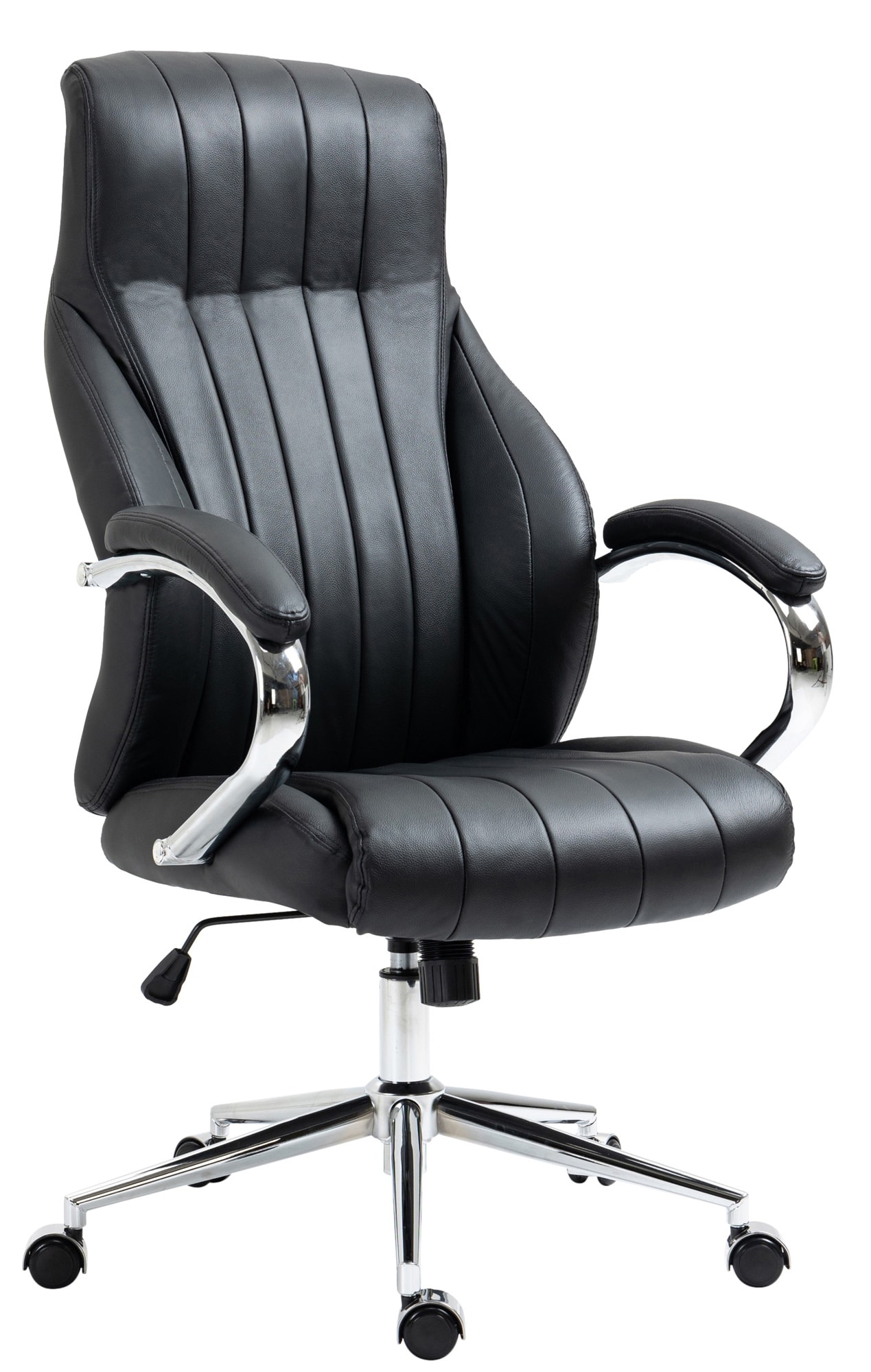 CLP B&uuml;rostuhl Wigan Echtleder I Schreibtischsessel Mit Wippfunktion Und Stufenloser H&ouml;henverstellung I Chefsessel Mit Leichtlaufrollen 