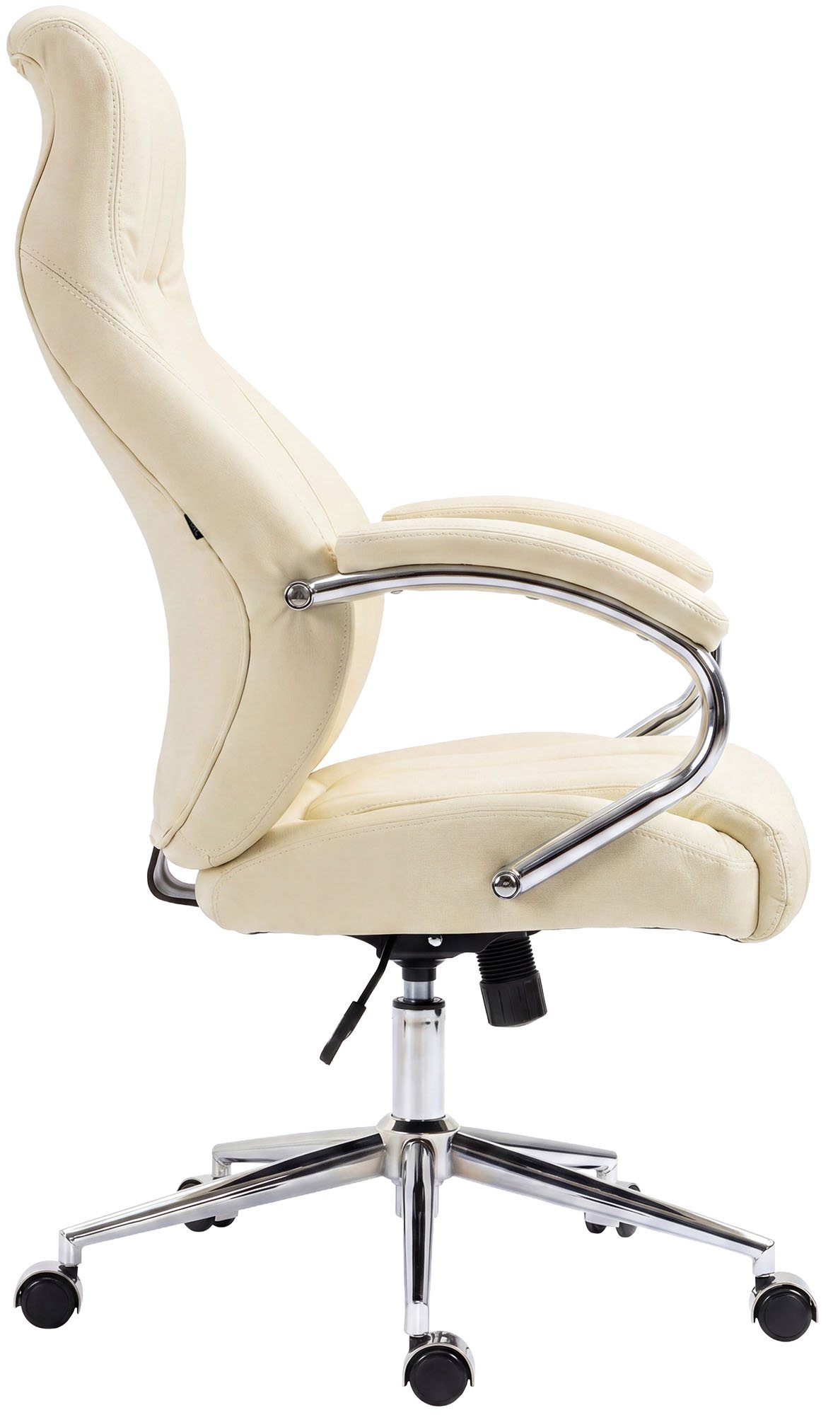 Ergonomischer Bürostuhl Mit Massagefunktion Echtleder Creme - Höhenverstellbar Bis 135 Kg Mit Fußablage