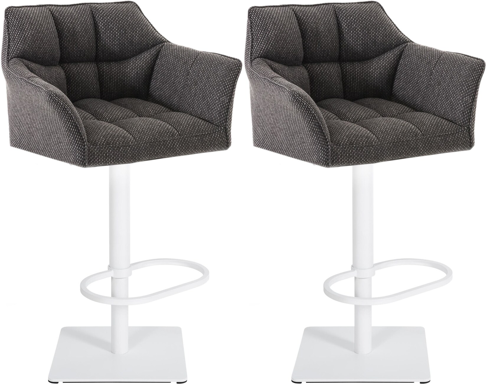 CLP 2er Set Barhocker Damaso Stoff weiß Farbe: titangrau, Gestell Farbe: weiß