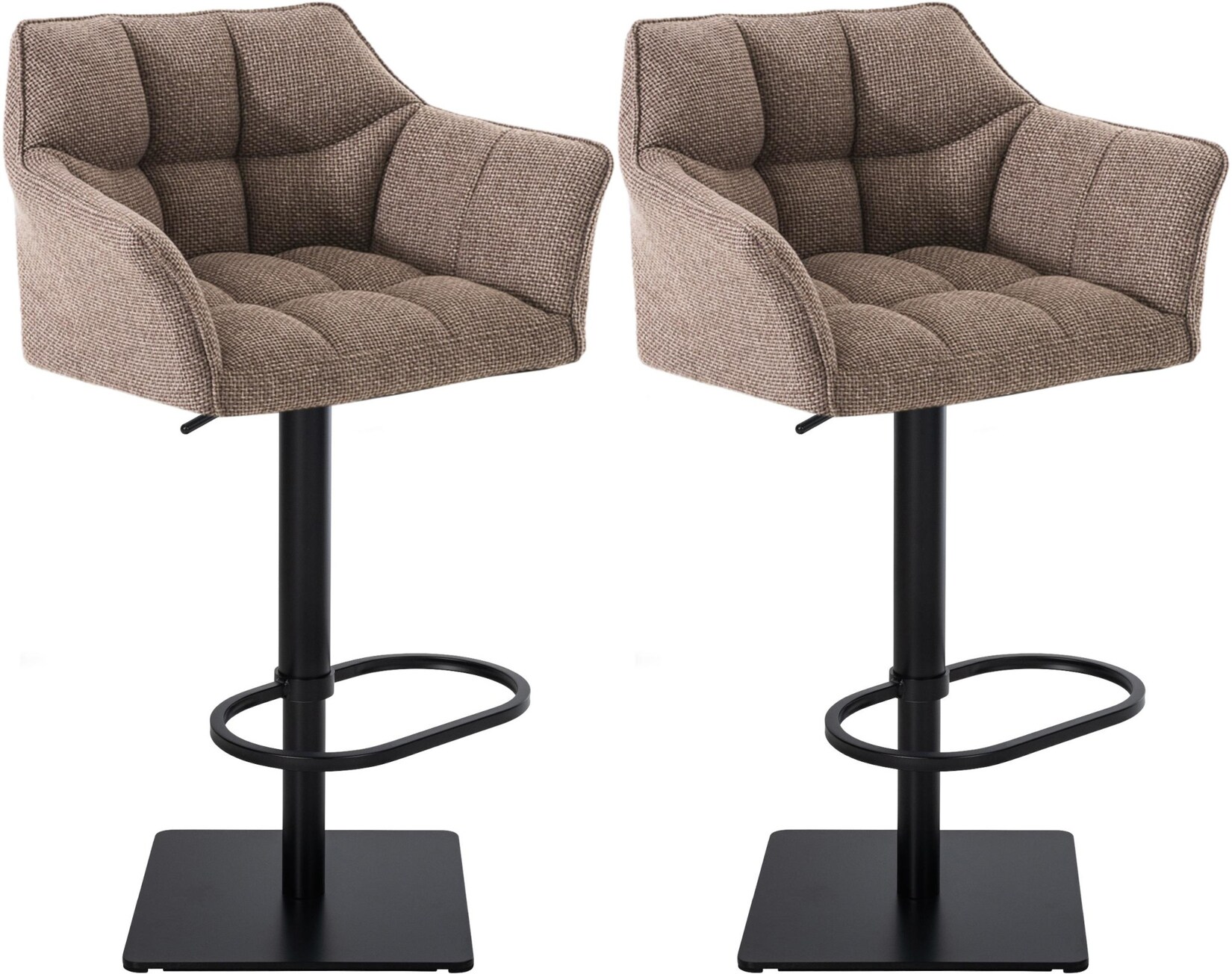 CLP 2er Set Barhocker Damaso Stoff schwarz Farbe: terrabraun, Gestell Farbe: schwarz