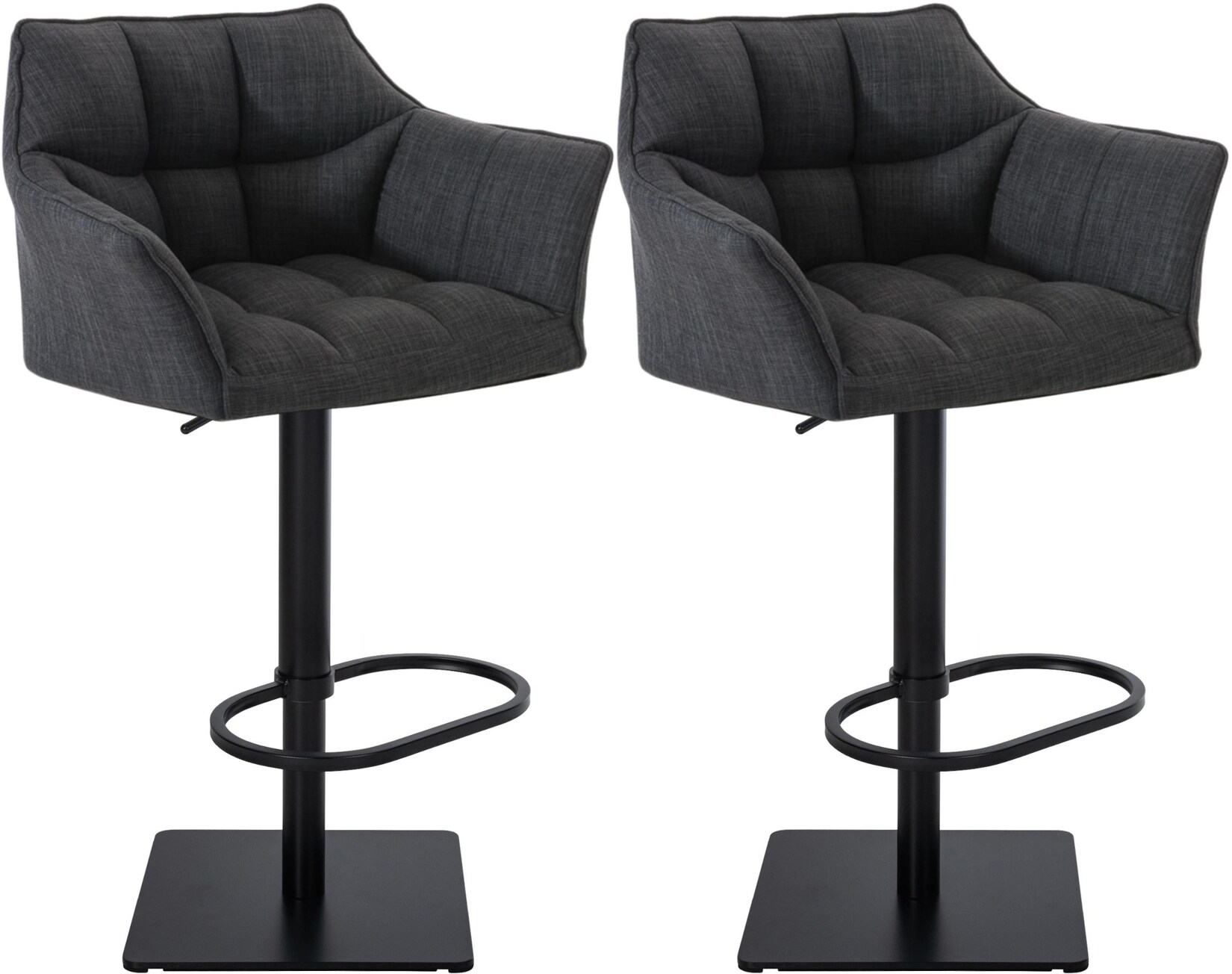 CLP 2er Set Barhocker Damaso Stoff schwarz Farbe: dunkelgrau, Gestell Farbe: schwarz