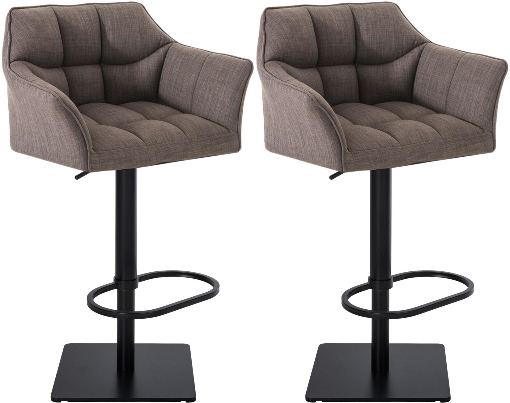 CLP 2er Set Barhocker Damaso Stoff schwarz Farbe: grau, Gestell Farbe: schwarz