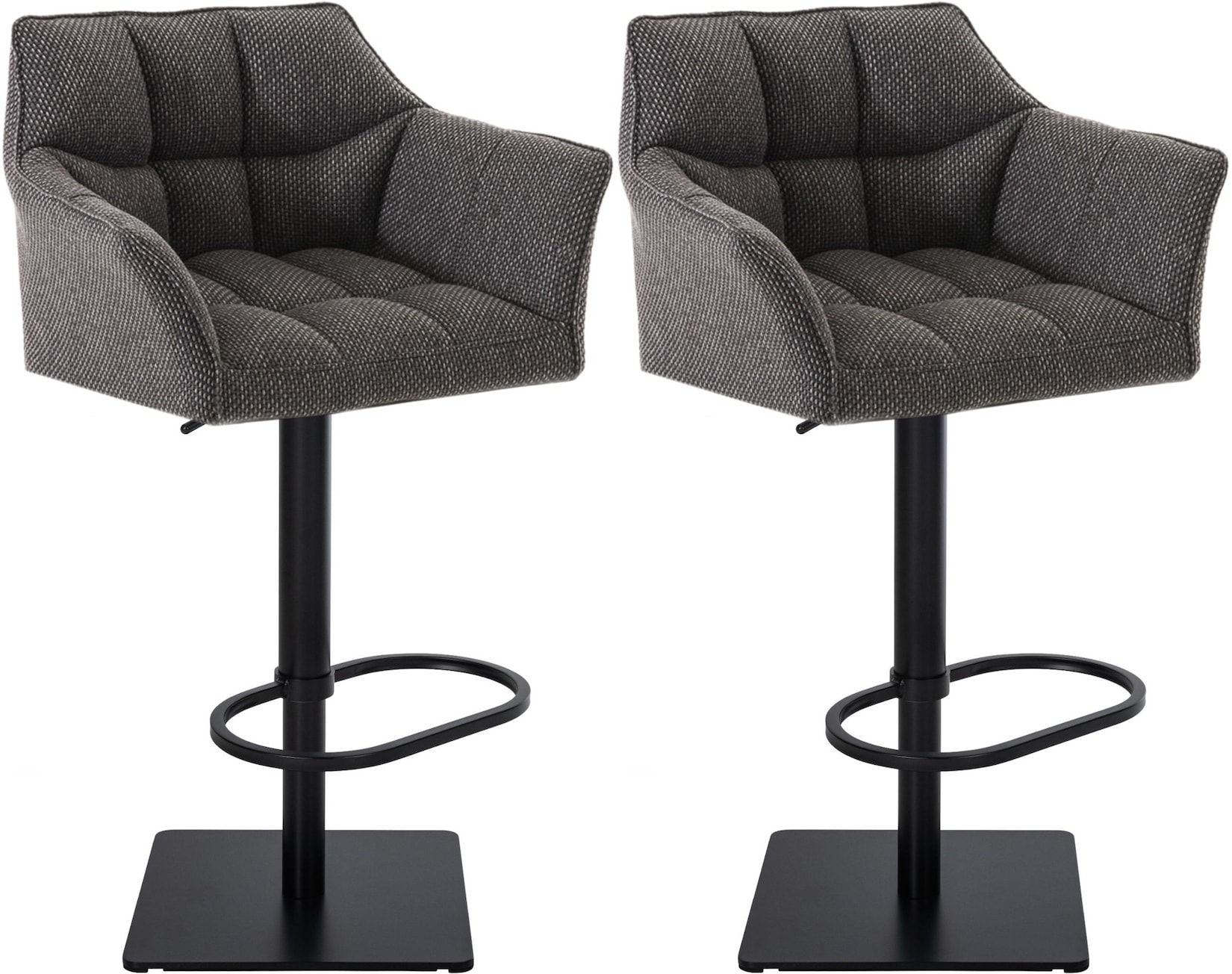 CLP 2er Set Barhocker Damaso Stoff schwarz Farbe: titangrau, Gestell Farbe: schwarz