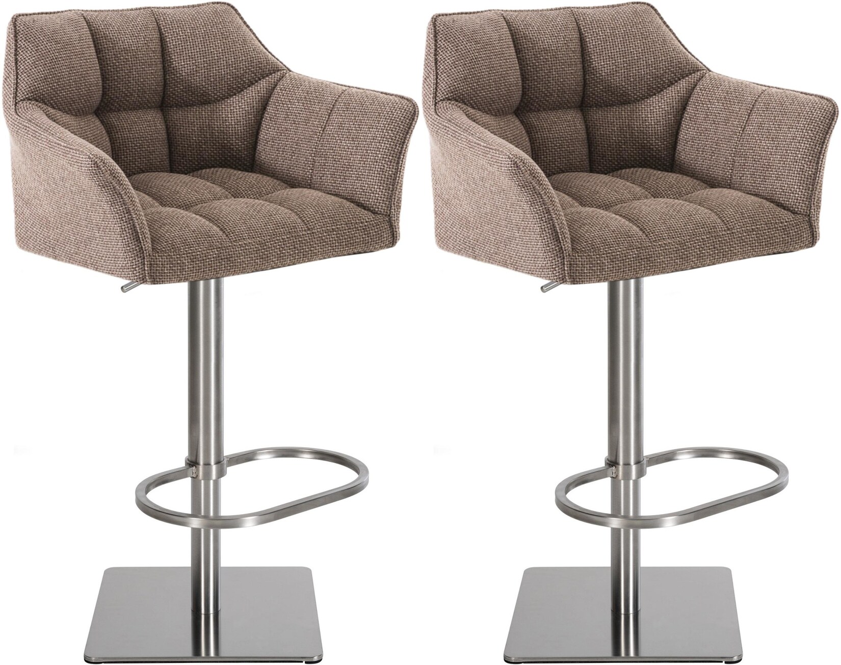 CLP 2er Set Barhocker Damaso Stoff edelstahl Farbe: terrabraun, Gestell Farbe: edelstahl
