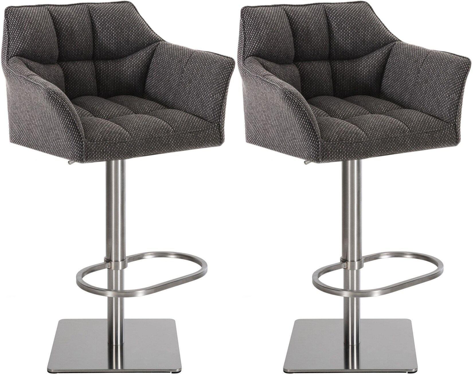 CLP 2er Set Barhocker Damaso Stoff edelstahl Farbe: titangrau, Gestell Farbe: edelstahl