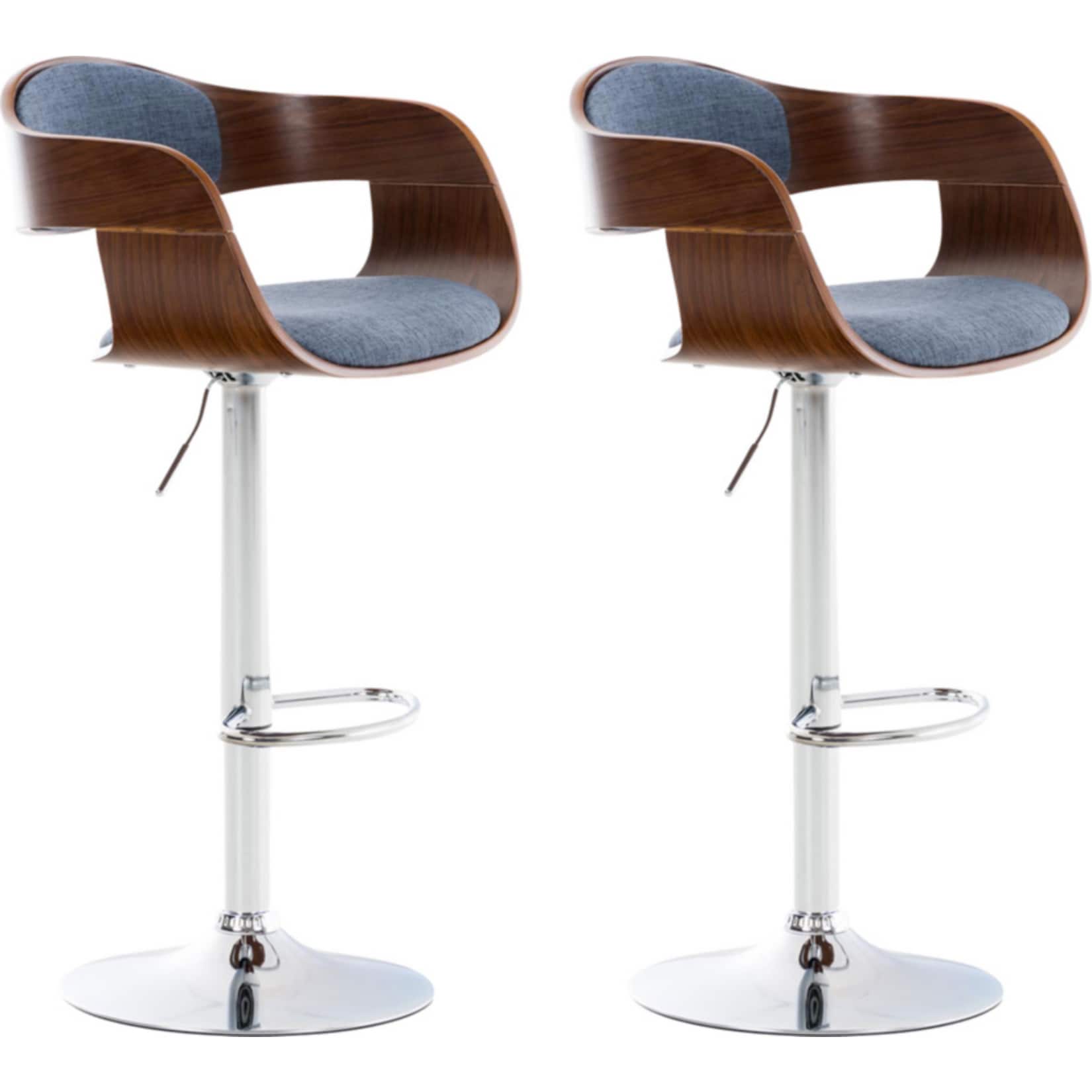 CLP 2er Set Barhocker Kingston Mit Stoffbezug Und Hochwertiger Polsterung I H&ouml;henverstellbare Barst&uuml;hle Mit Drehbaren Sitzen 