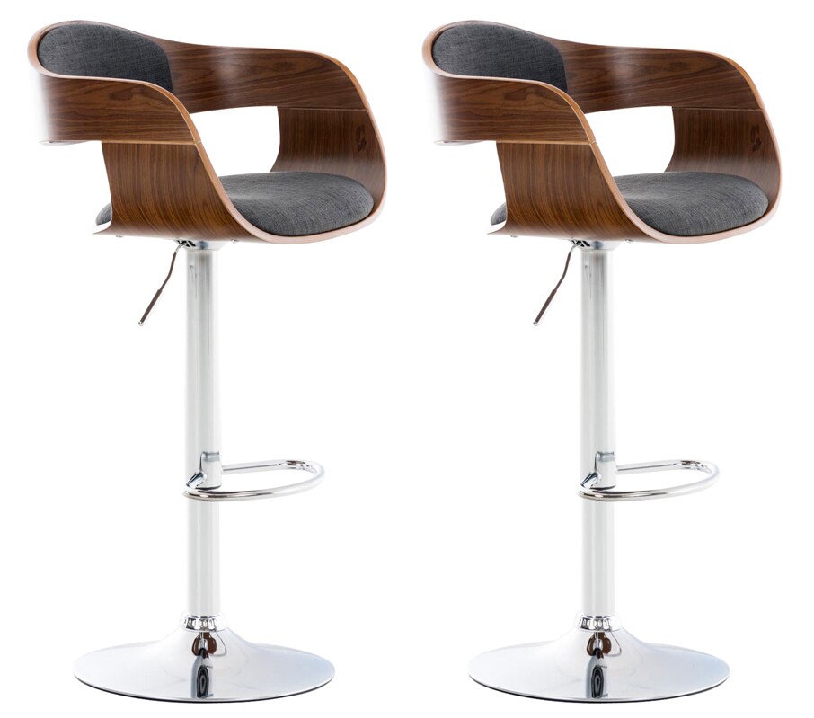 CLP 2er Set Barhocker Kingston C Stoff Farbe: walnuss/dunkelgrau
