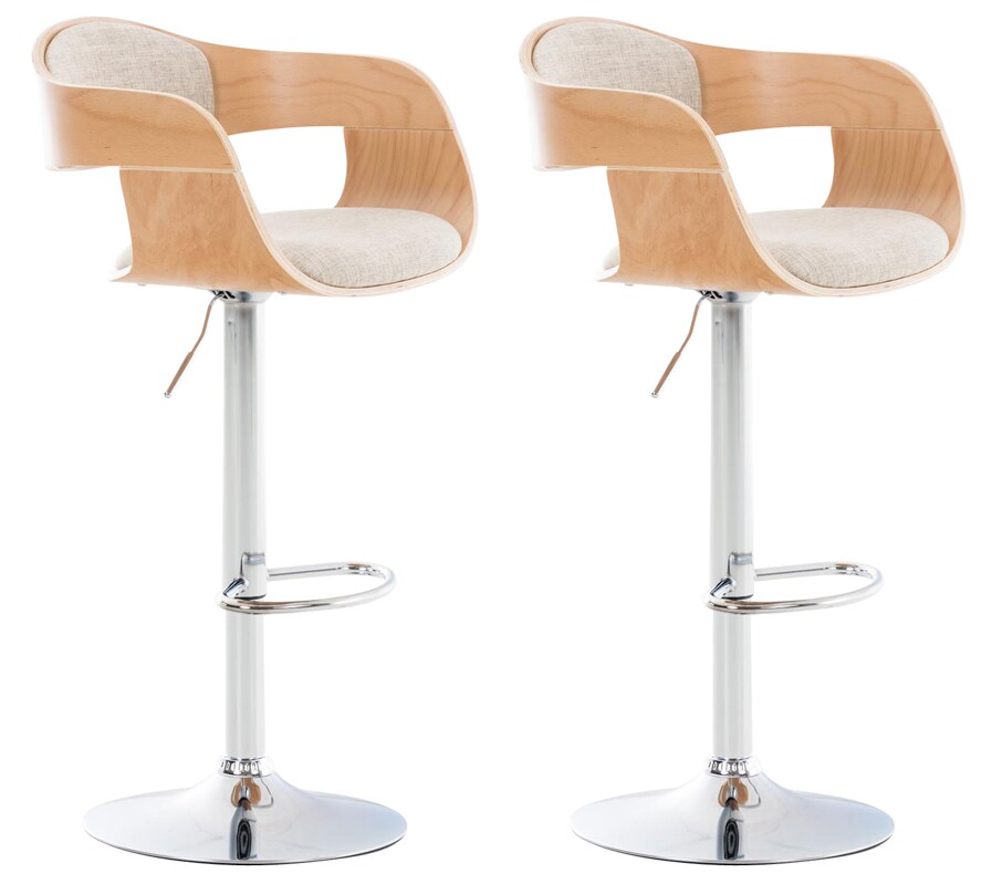 CLP 2er Set Barhocker Kingston C Stoff Farbe: natur/creme