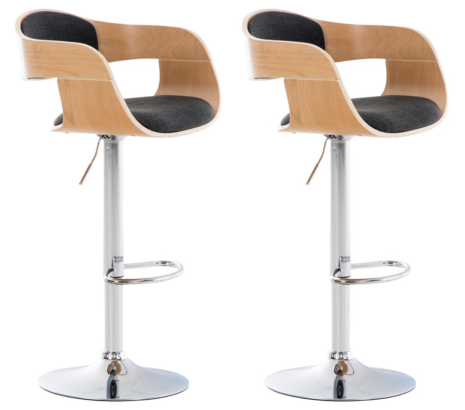 CLP 2er Set Barhocker Kingston C Stoff Farbe: natur/dunkelgrau