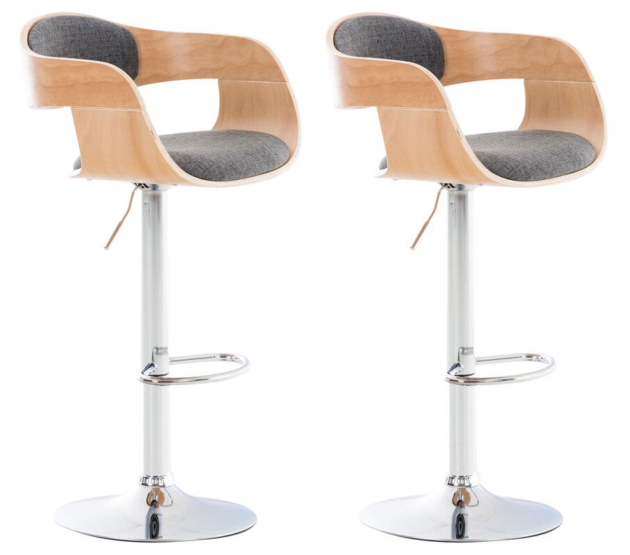 CLP 2er Set Barhocker Kingston C Stoff Farbe: natur/hellgrau