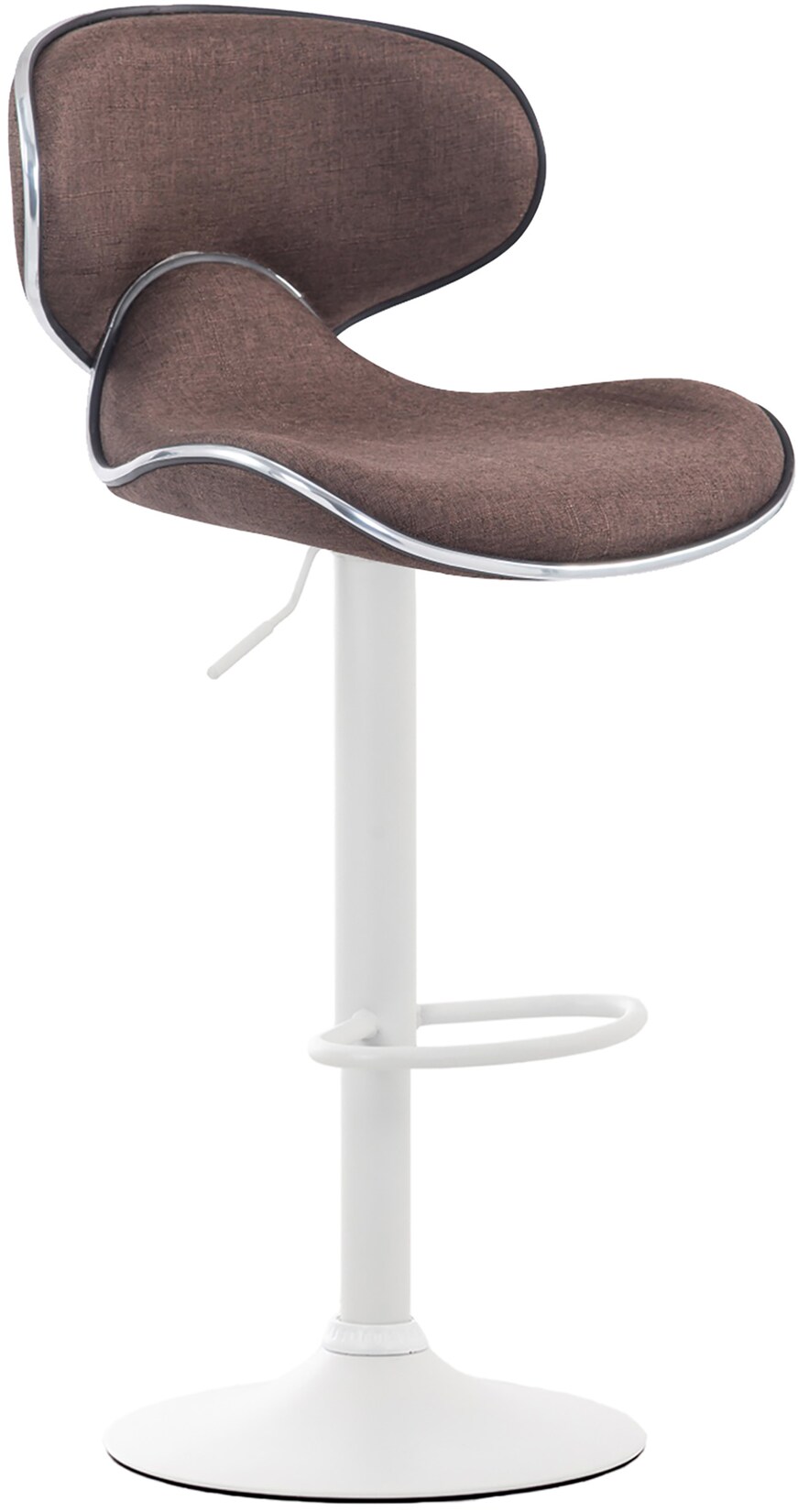 CLP Barhocker Las Vegas V2 Stoff weiß - Farbe: braun, Gestellfarbe: weiß