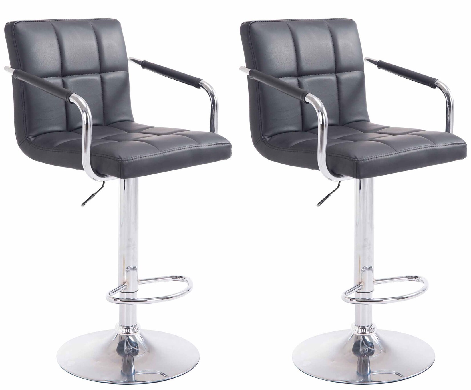 CLP 2er Set Barhocker Lucy V2 chrom Farbe: schwarz, Gestell Farbe: chrom