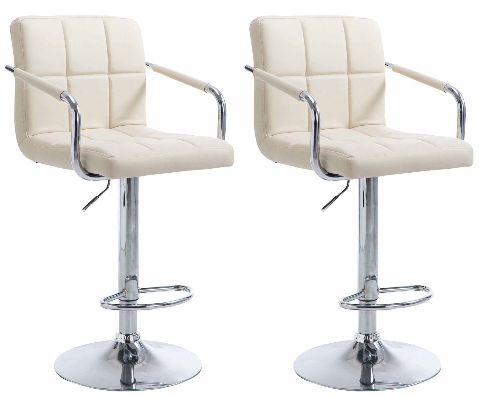 CLP 2er Set Barhocker Lucy V2 chrom Farbe: creme, Gestell Farbe: chrom