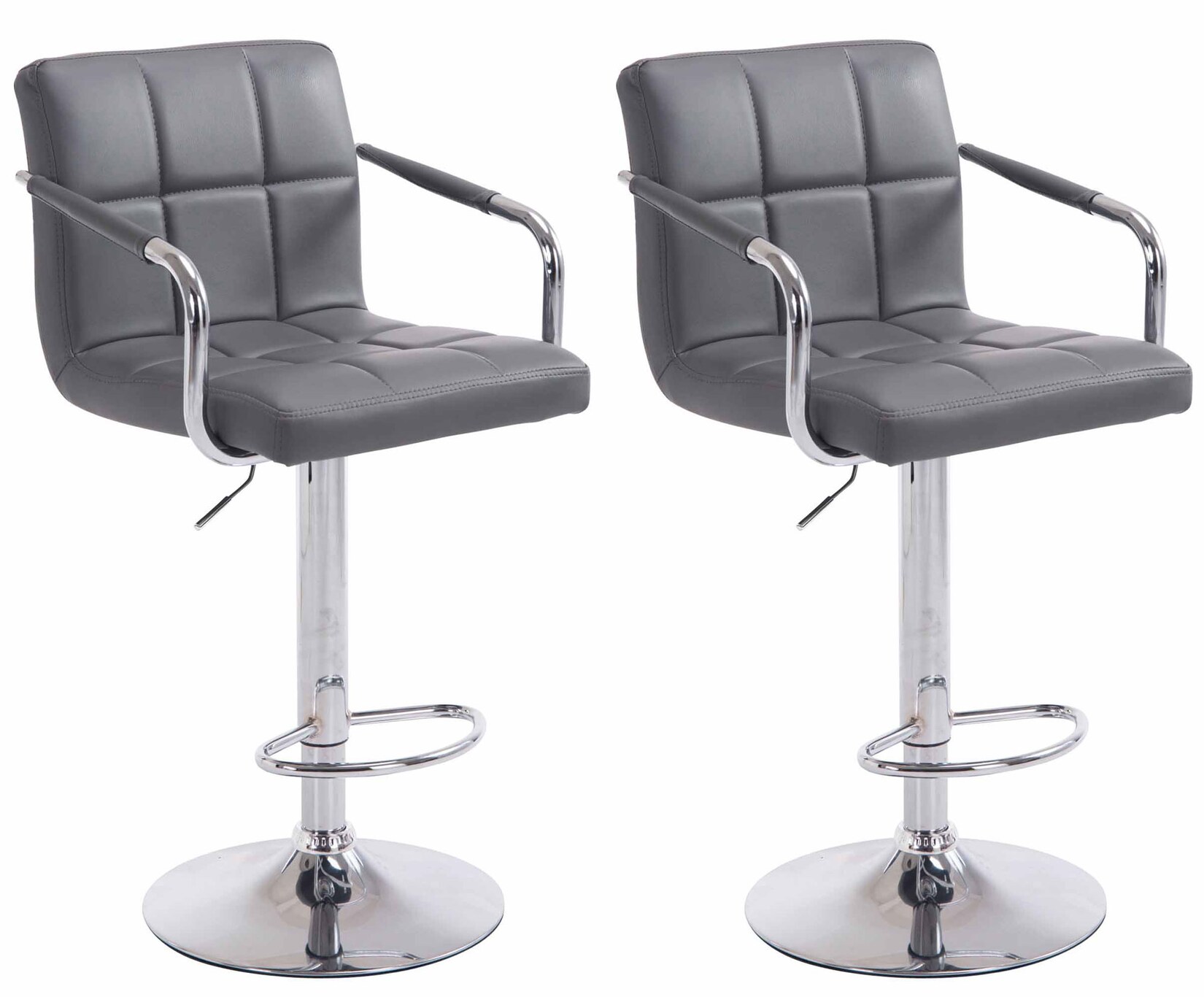 CLP 2er Set Barhocker Lucy V2 chrom Farbe: grau, Gestell Farbe: chrom