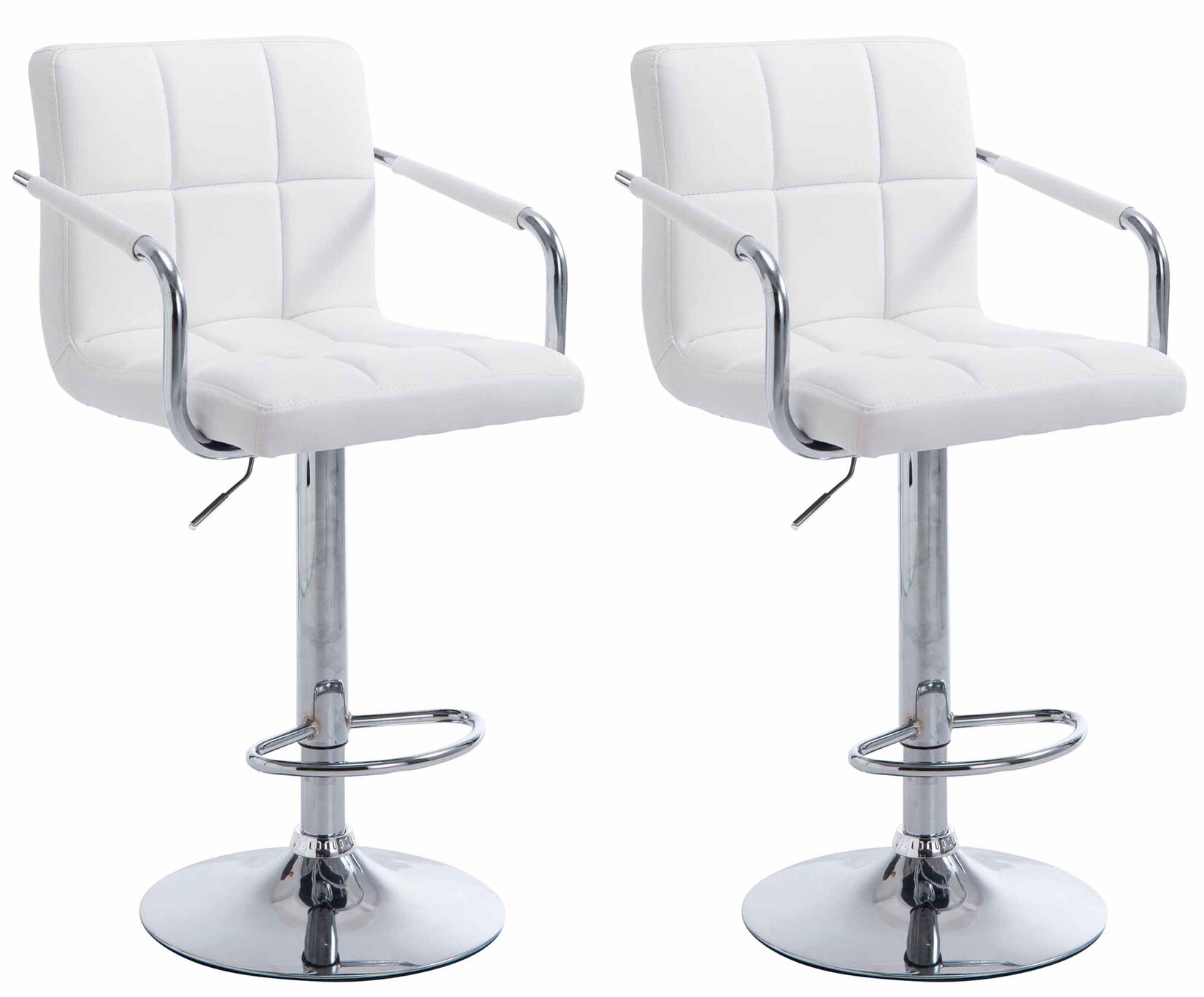 CLP 2er Set Barhocker Lucy V2 chrom Farbe: weiß, Gestell Farbe: chrom
