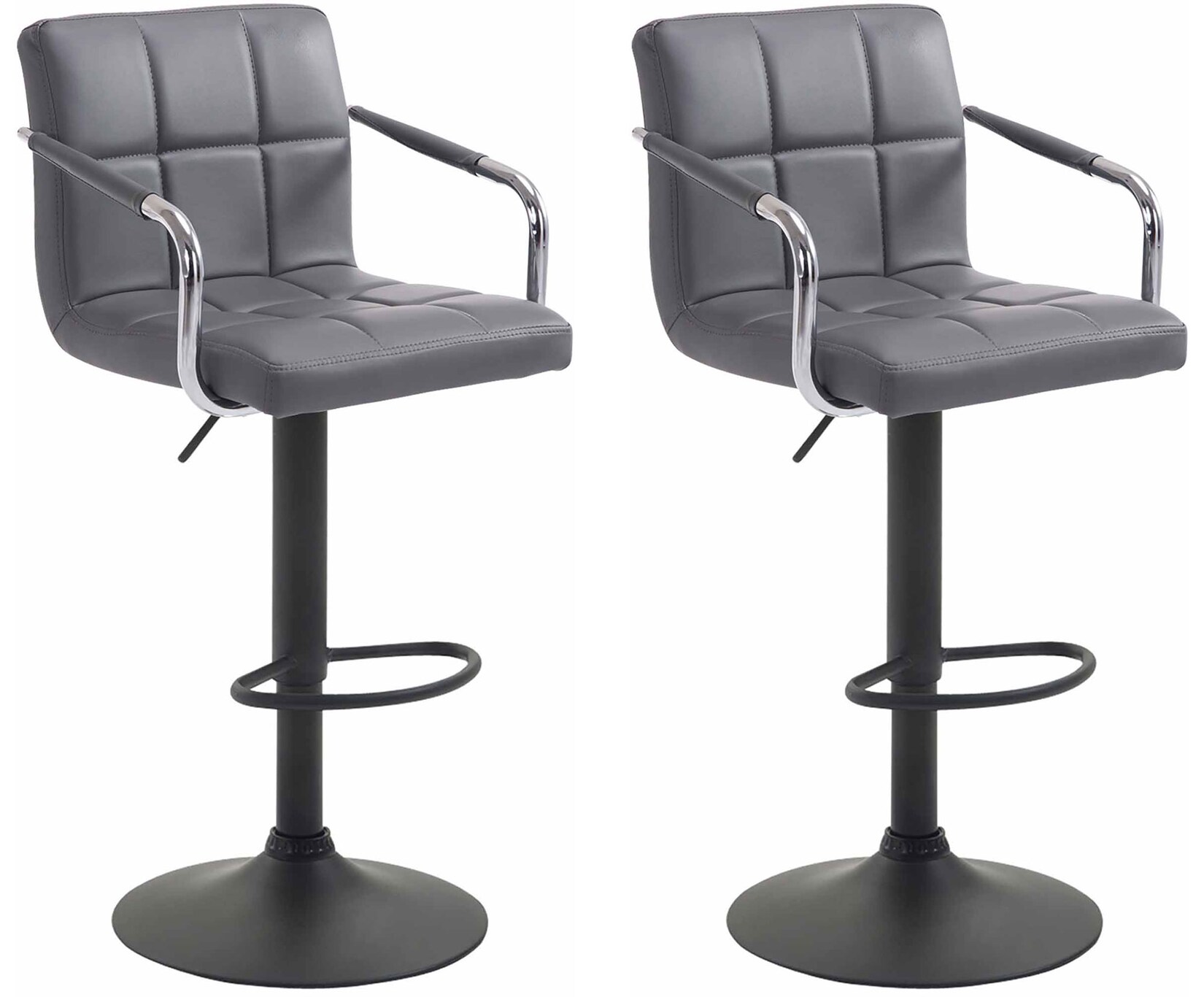 CLP 2er Set Barhocker Lucy V2 schwarz Farbe: grau, Gestell Farbe: schwarz