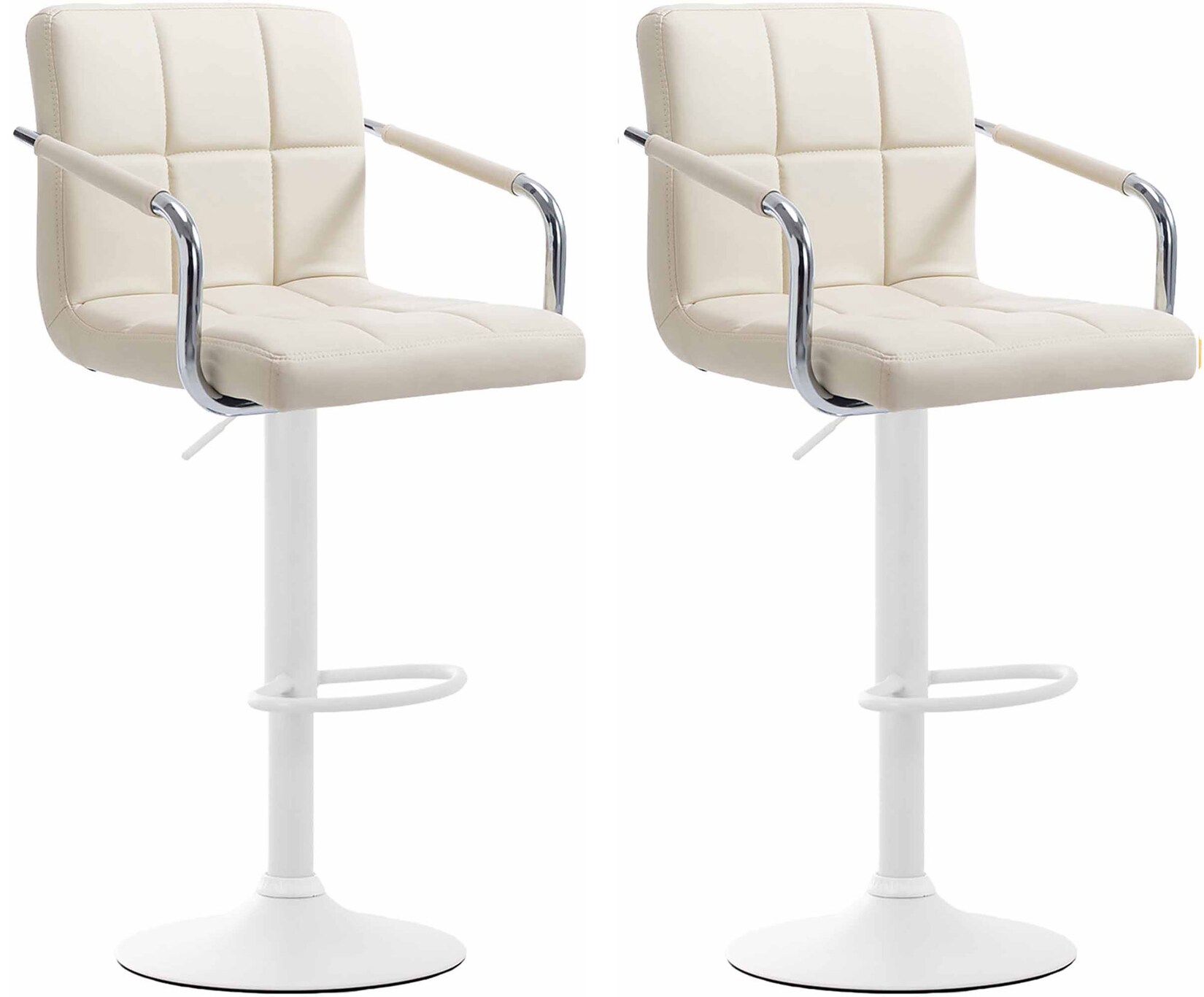 CLP 2er Set Barhocker Lucy V2 weiß - Farbe: creme, Gestellfarbe: weiß