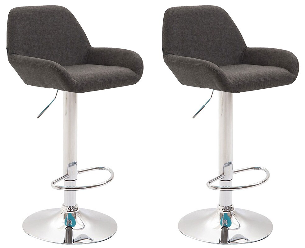 CLP 2er Set Barhocker Braga Stoff chrom Farbe: dunkelgrau, Gestell Farbe: chrom