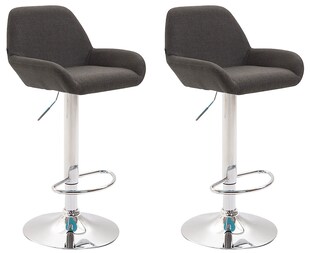 CLP 2er Set Barhocker Braga Mit Stoffbezug I 2 x Barstuhl Mit Lehne Und Fußstütze 