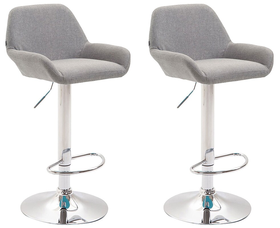 CLP 2er Set Barhocker h&ouml;henverstellbar Braga, mit Stoffbezug und R&uuml;ckenlehne, Metallgestell mit Fu&szlig;st&uuml;tze, Thekenhocker 