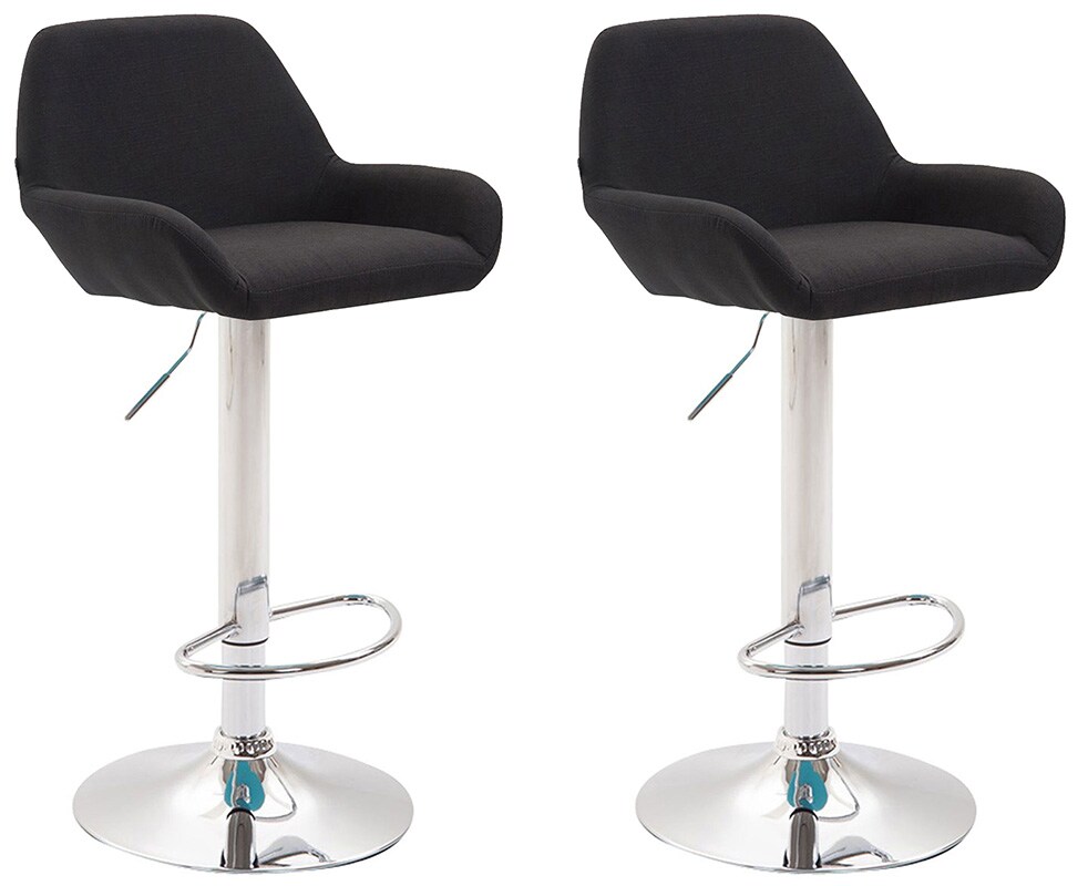 CLP 2er Set Barhocker Braga Stoff chrom Farbe: schwarz, Gestell Farbe: chrom