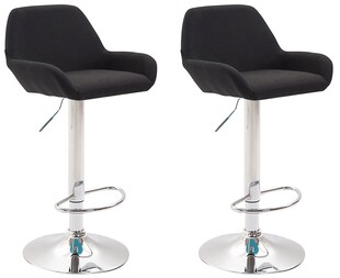 CLP 2er Set Barhocker Braga Mit Stoffbezug I 2 x Barstuhl Mit Lehne Und Fußstütze 