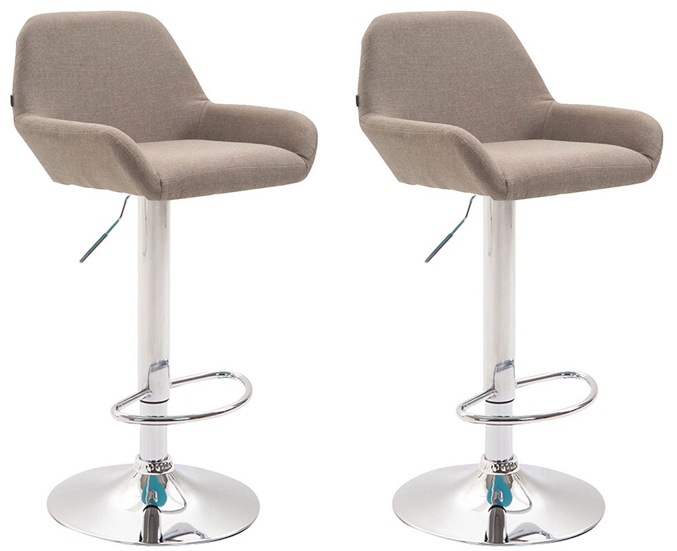 CLP 2er Set Barhocker Braga Stoff chrom Farbe: taupe, Gestell Farbe: chrom