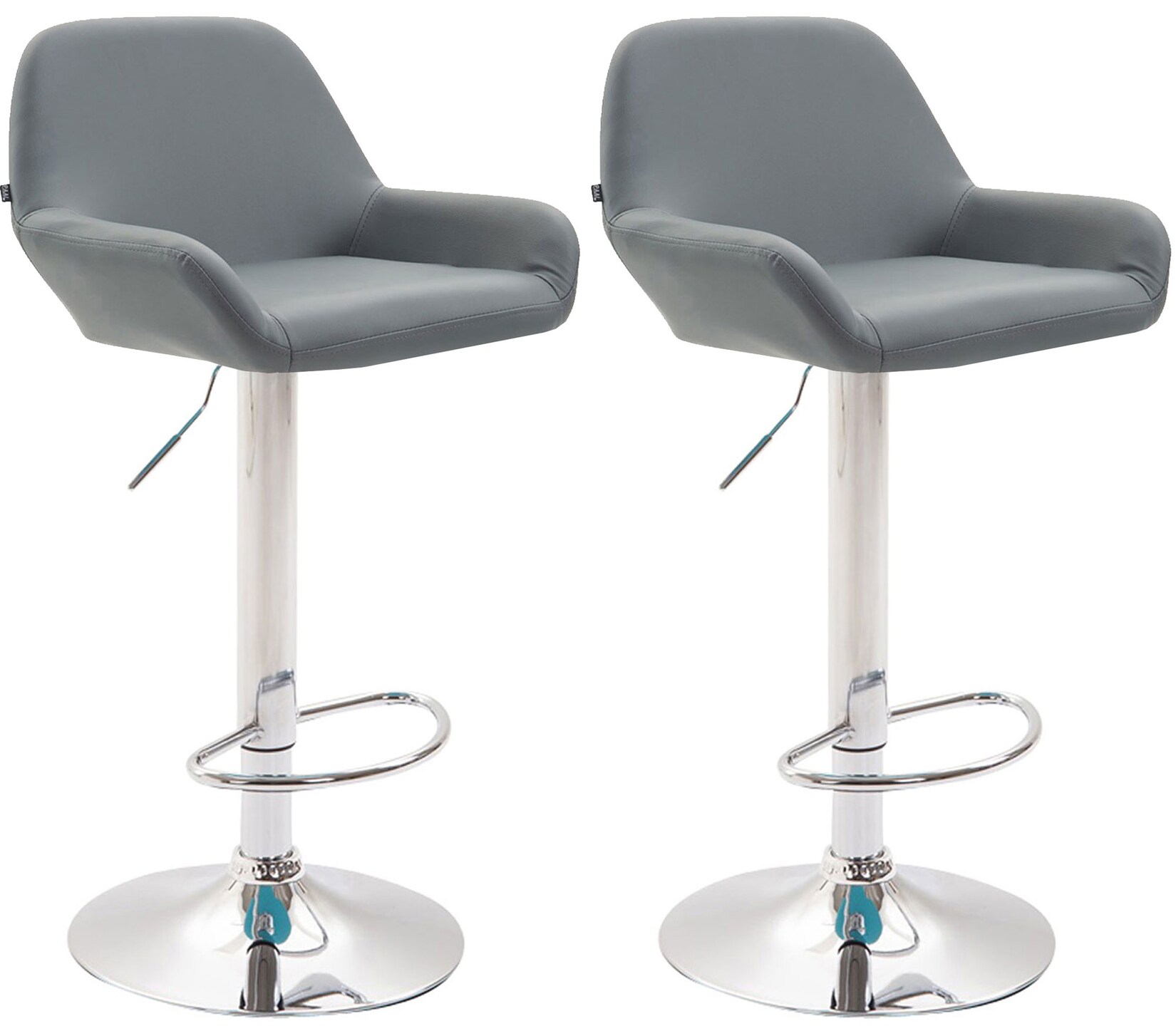 CLP 2er Set Barhocker Braga Kunstleder chrom Farbe: grau, Gestell Farbe: chrom