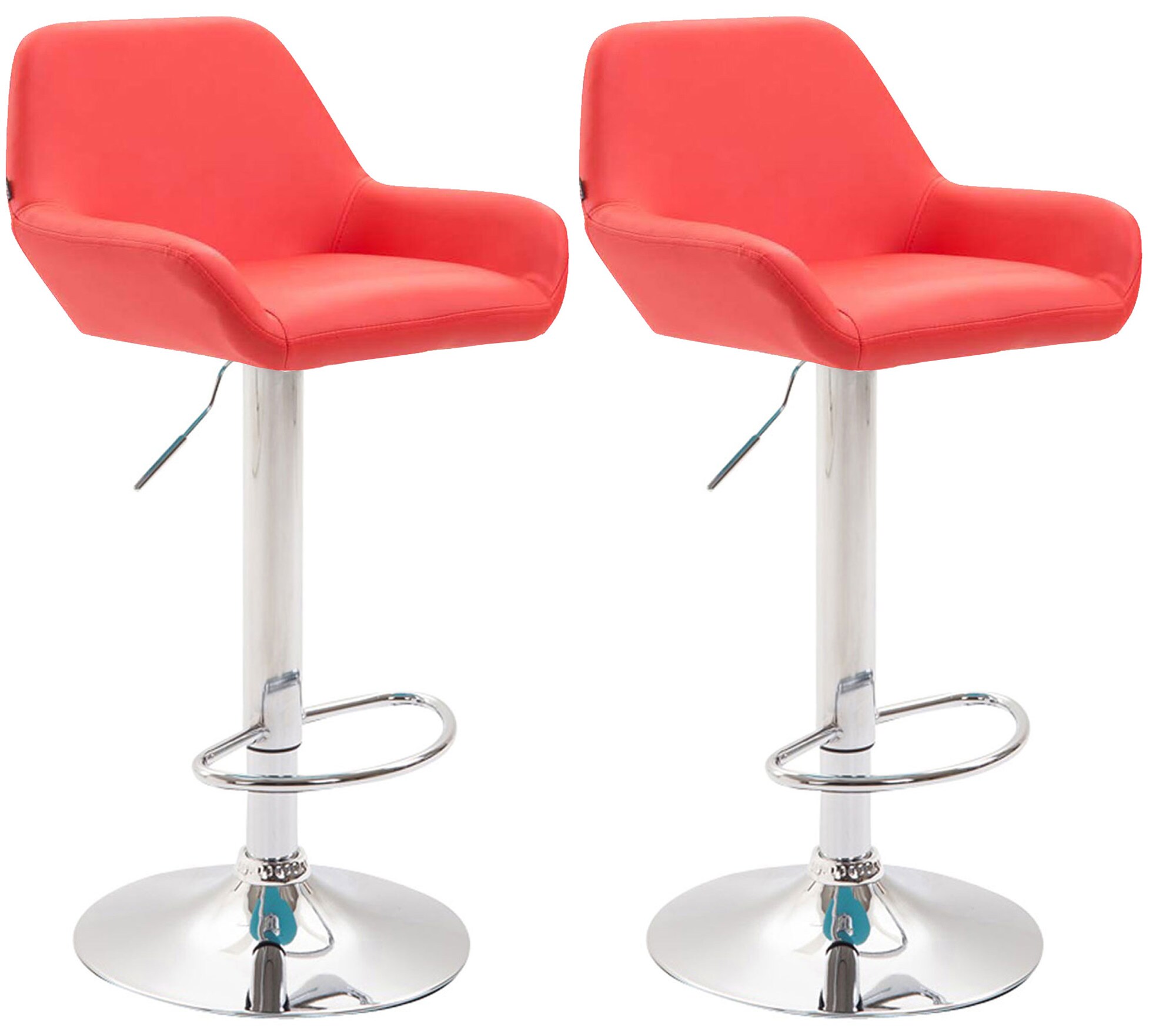 CLP 2er Set Barhocker Braga Kunstleder I H&ouml;henverstellbarer Barstuhl Mit Metallgestell I Thekenhocker Mit Integrierter Fu&szlig;st&uuml;tze 