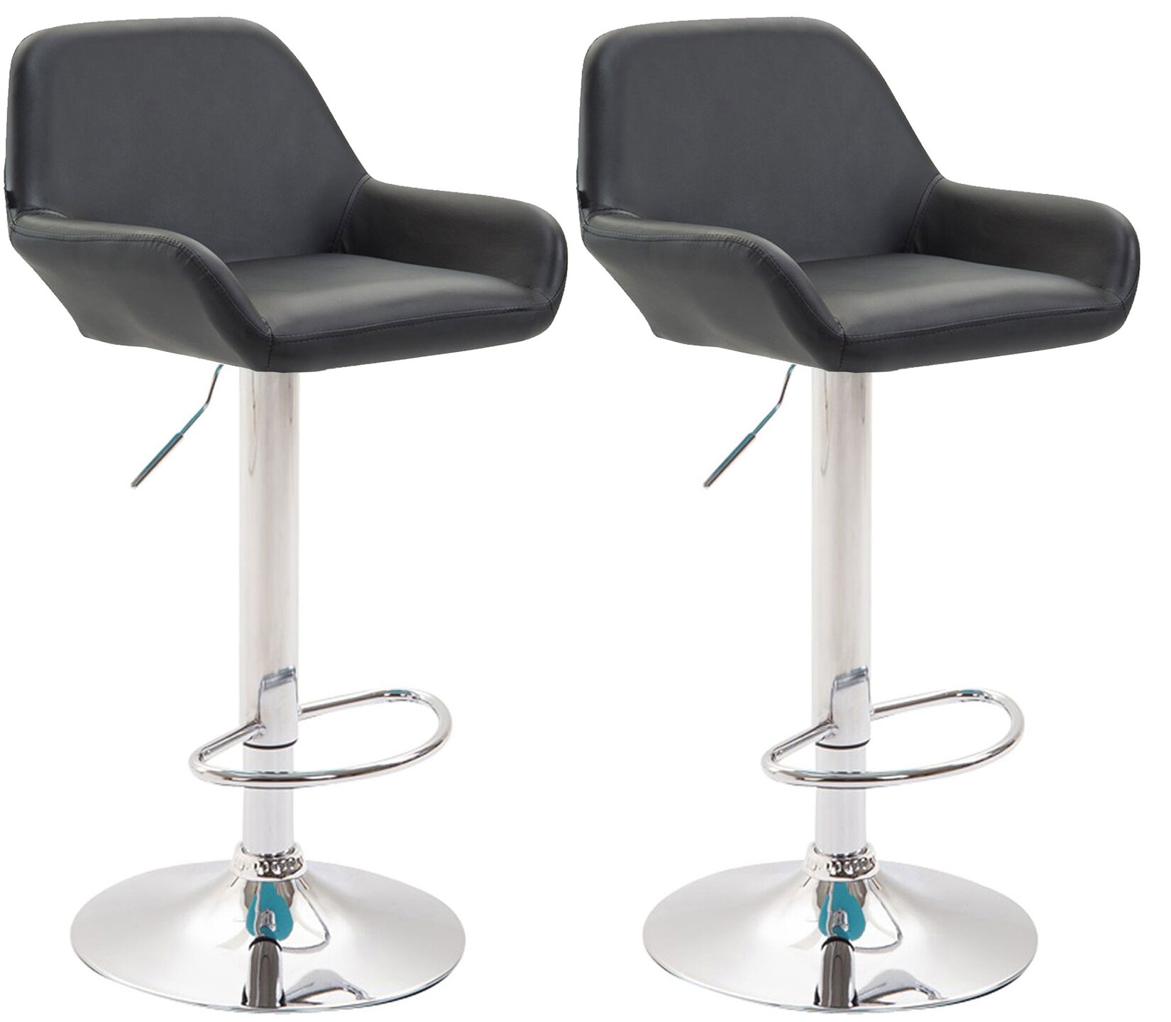 CLP 2er Set Barhocker Braga Kunstleder chrom Farbe: schwarz, Gestell Farbe: chrom