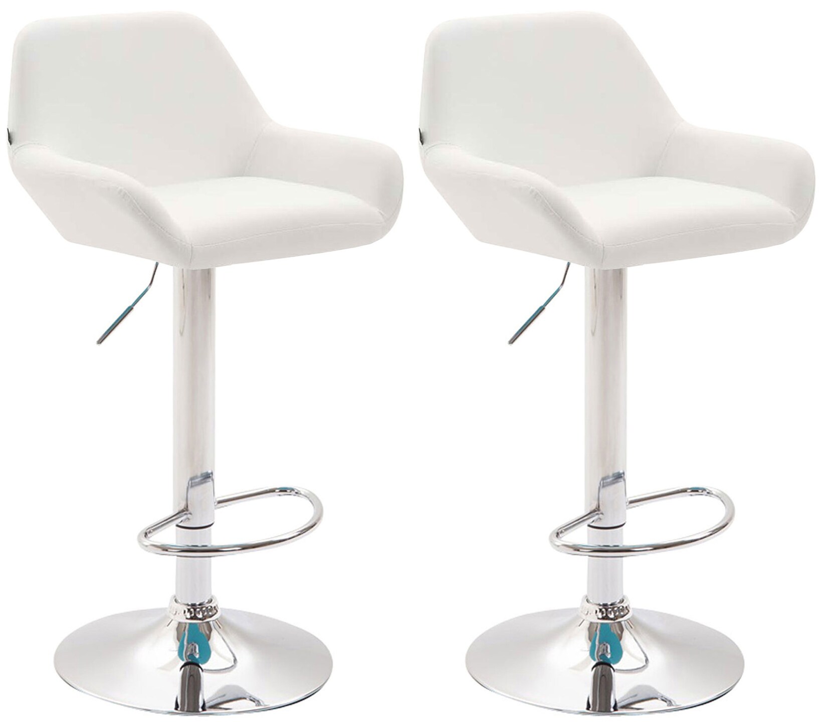CLP 2er Set Barhocker Braga Kunstleder chrom Farbe: weiß, Gestell Farbe: chrom