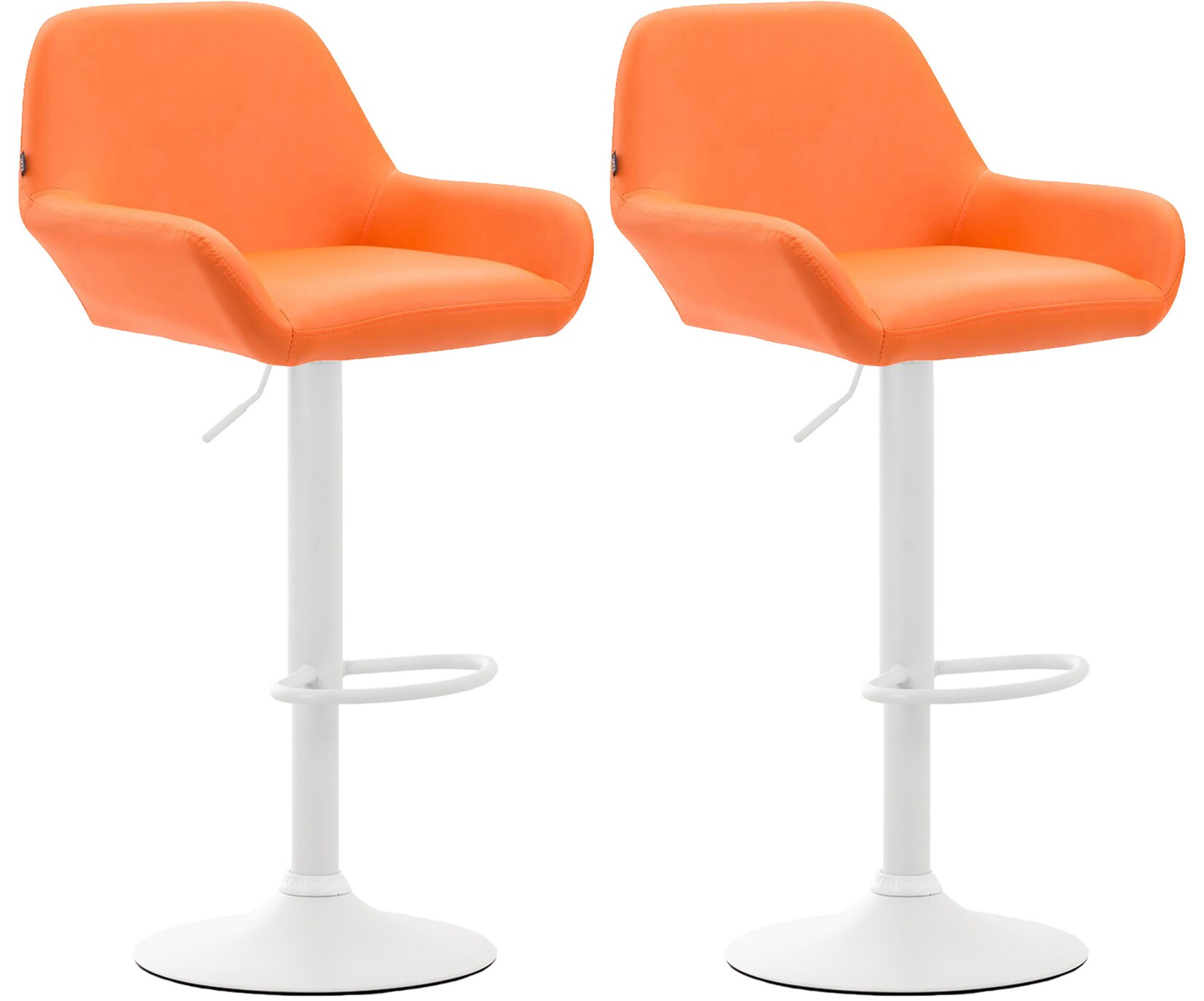 CLP 2er Set Barhocker Braga Kunstleder weiß - Farbe: orange, Gestellfarbe: weiß