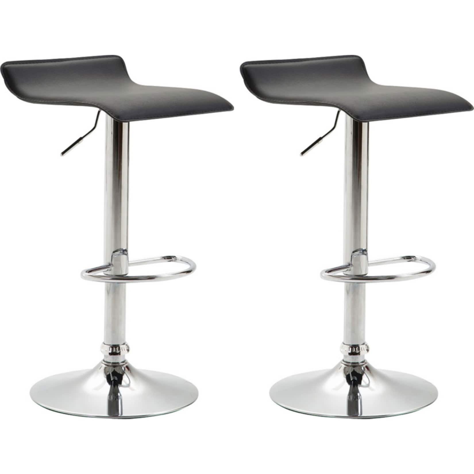 CLP 2er Set Barhocker Dyn V2 Mit Kunstlederbezug I Thekenhocker Mit Fu&szlig;st&uuml;tze I Tresenhocker Mit Trompetenfu&szlig; I Barstuhl H&ouml;henverstellbar 